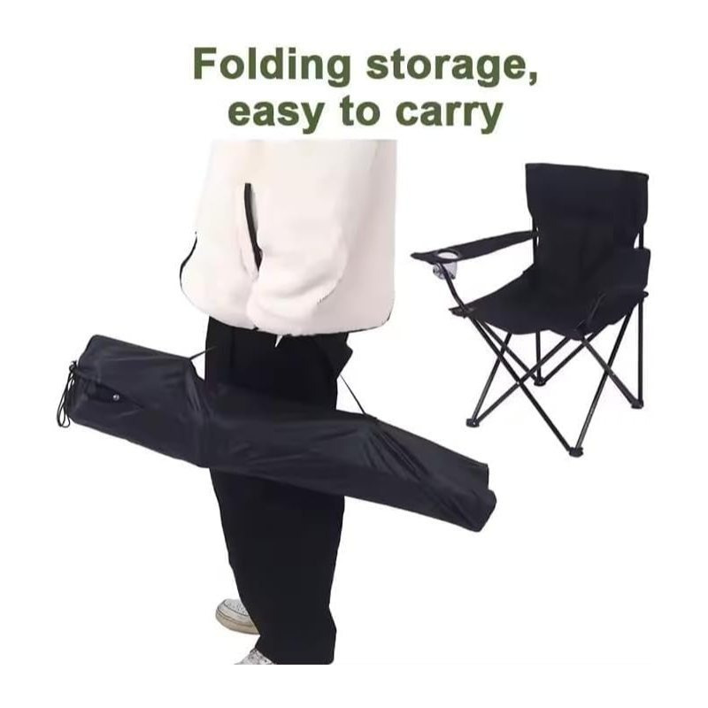 2 X Folding Camping Chair Outdoor Portable Garden Folding Camp Chair with Cup Holder, Comfortable Beach Chair for Camping, Fishing, Parties, Barbecue