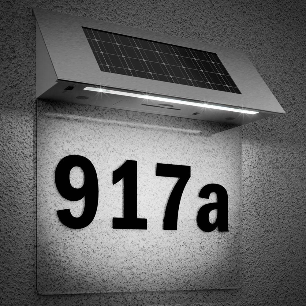 Monzana® Led Solar House Number, Stainless Steel, Dusk Sensor With , Battery-powered House Number Sign, House Number Light