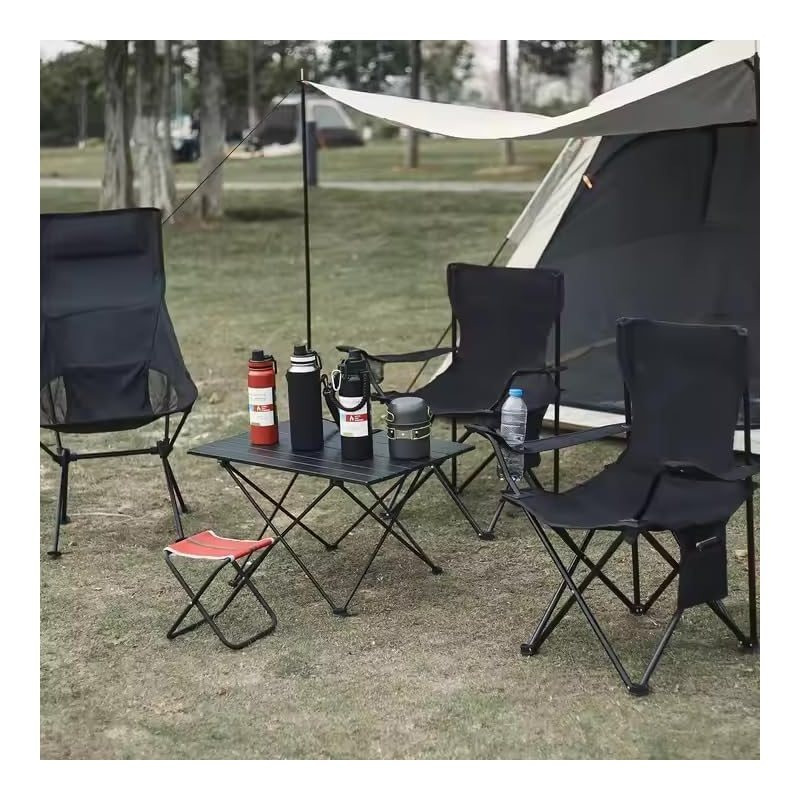 2 X Folding Camping Chair Outdoor Portable Garden Folding Camp Chair with Cup Holder, Comfortable Beach Chair for Camping, Fishing, Parties, Barbecue