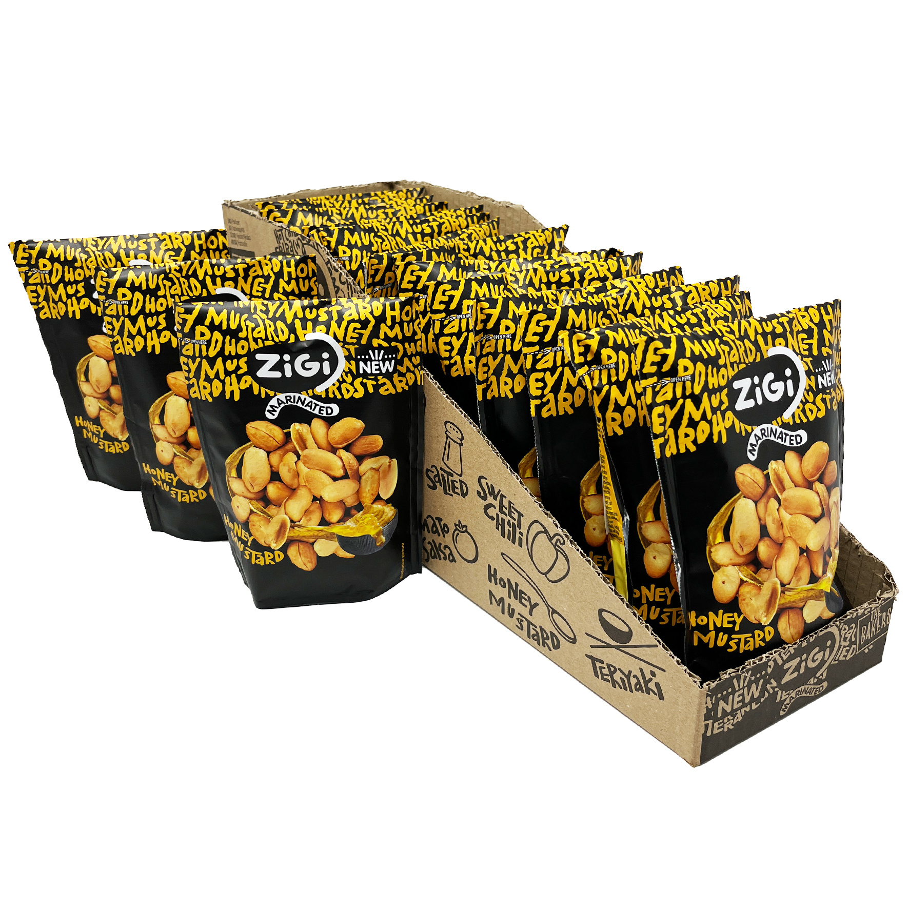 Zigi Marinated In 5 Delicious Flavors: Honey Mustard, Teriyaki, Tomato Salsa, Sweet Chili & Sriracha - Individually Or In A 14x70g Pack