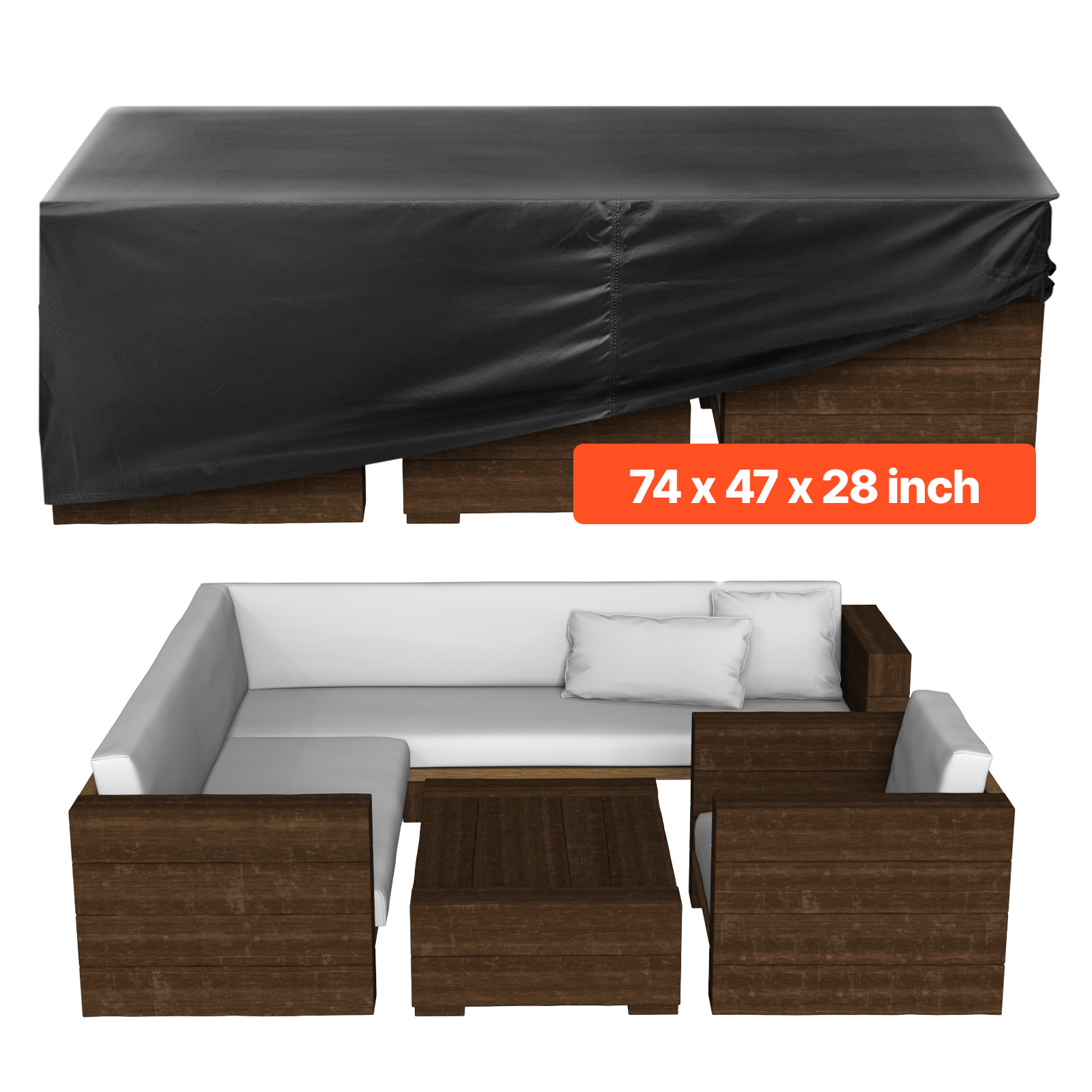 Image of Patio Outdoor Furniture Cover 420d Table Chairs Sofa 74x47 Inch