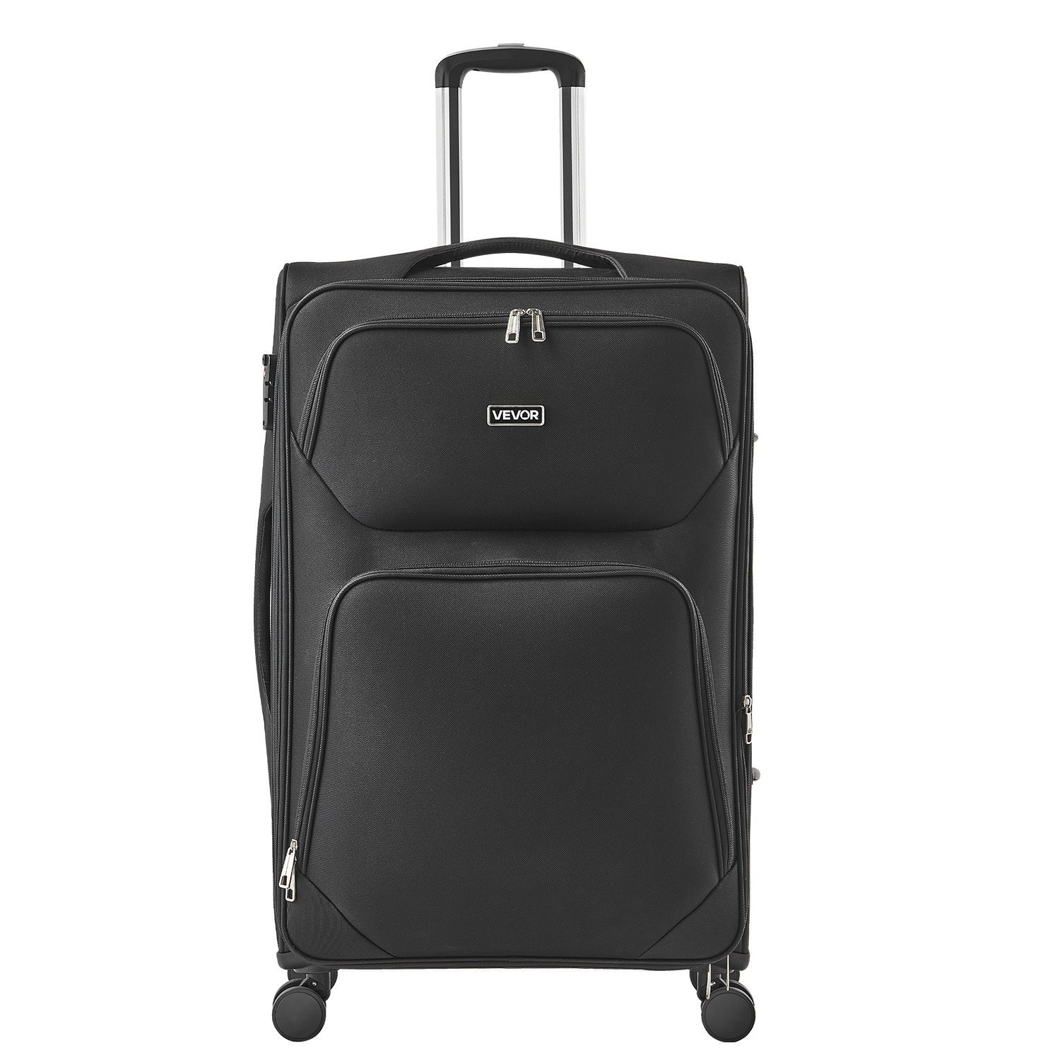 Vevor 71cm Softside Expandable Luggage With Spinner Wheel Checked Suitcase Black
