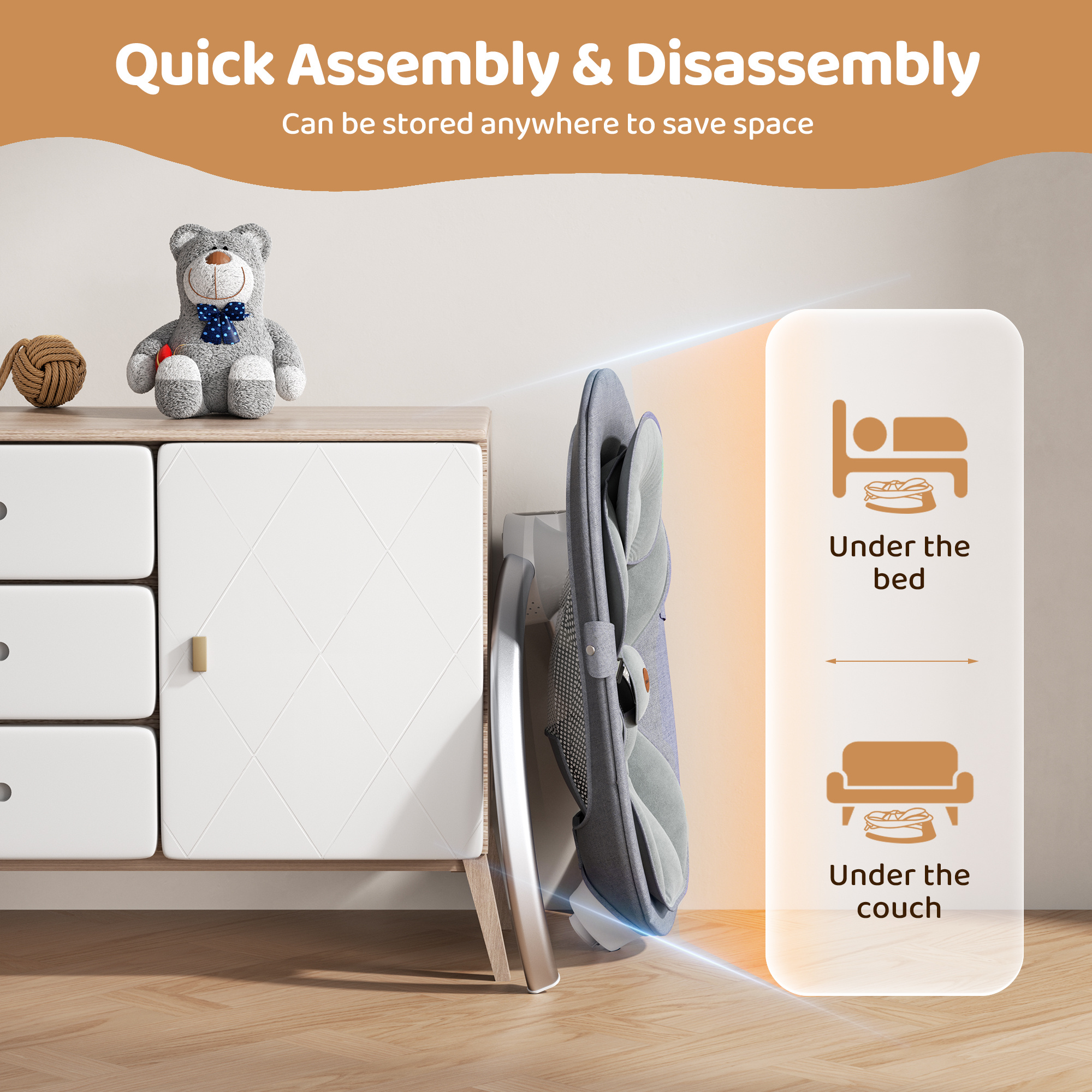 Smart Electric Baby Rocker - 5-Point Safety Swing with 3 Timer Modes & 10 Soothing Songs - Wireless APP/IMD Panel Control for Hands-Free Comfort