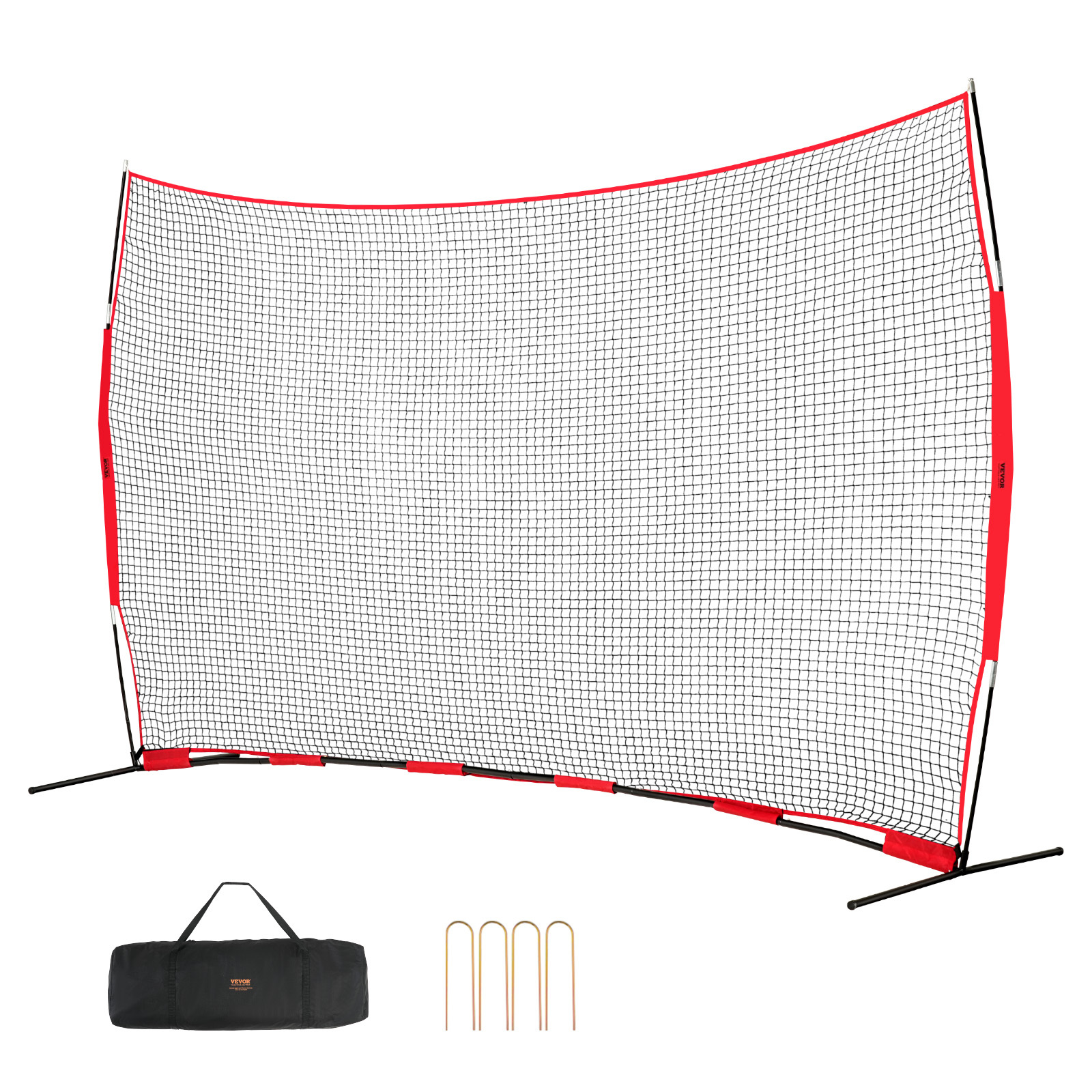 Image of Vevor Backstop Net, 16x10 Ft Barrier Netting, Portable Practice Equipment With Carry Bag, Protection Screen For Baseball Softball Soccer Training, For Backyard