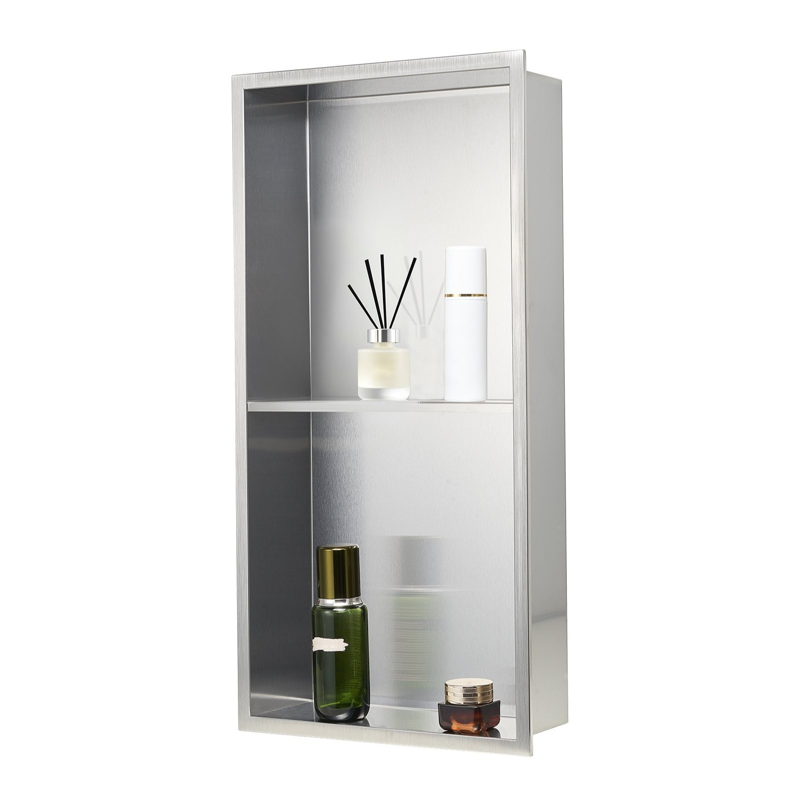 Image of Shower Niche 13 X 25 X 4 Inch Recessed Wall Shelf Stainless