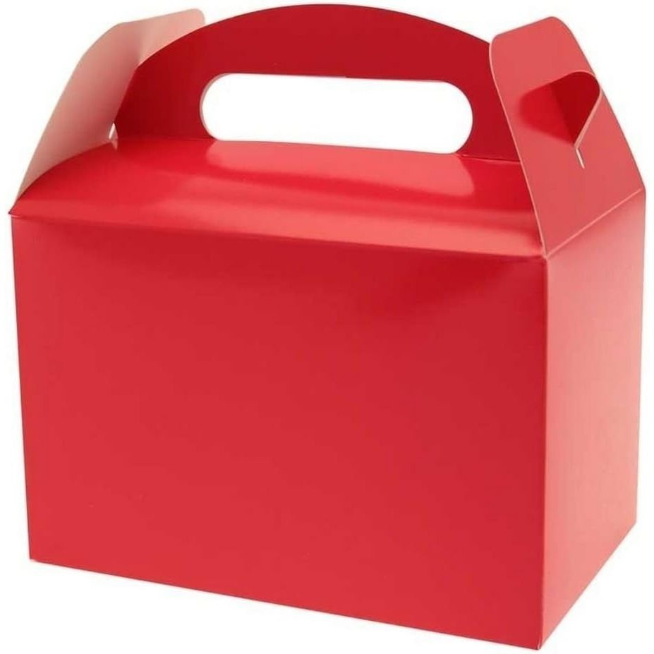 TEMU 10pcs Red Cardboard Party Food Boxes – Lunch, Cake, Takeaway Meal Boxes For Birthday, Wedding & Kids Loot Bags