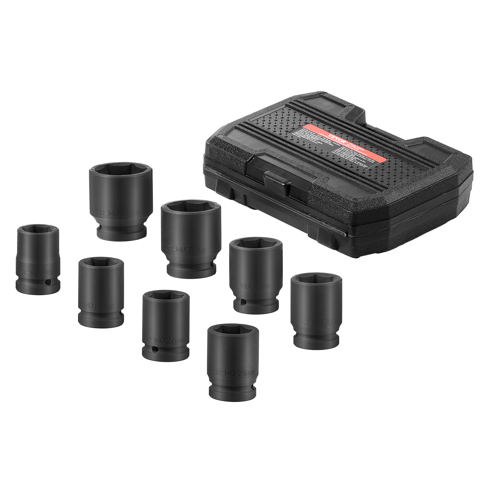Vevor Axle Nut Impact Socket Set 3/4" -point 8pcs Metric Spindle Socket