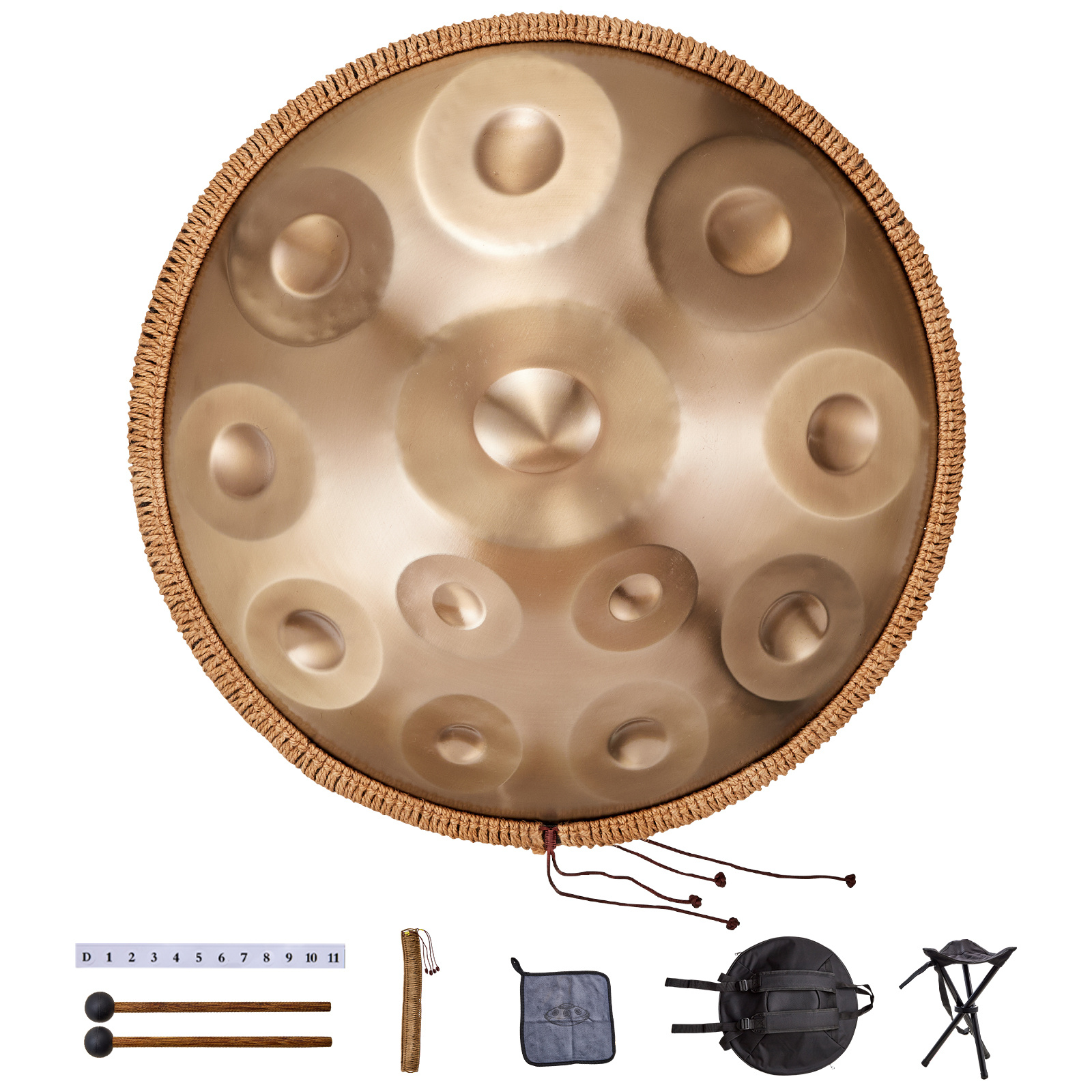 Vevor Handpan Drum 22 In 10 Notes D Hand Drum Instrument With Mallet