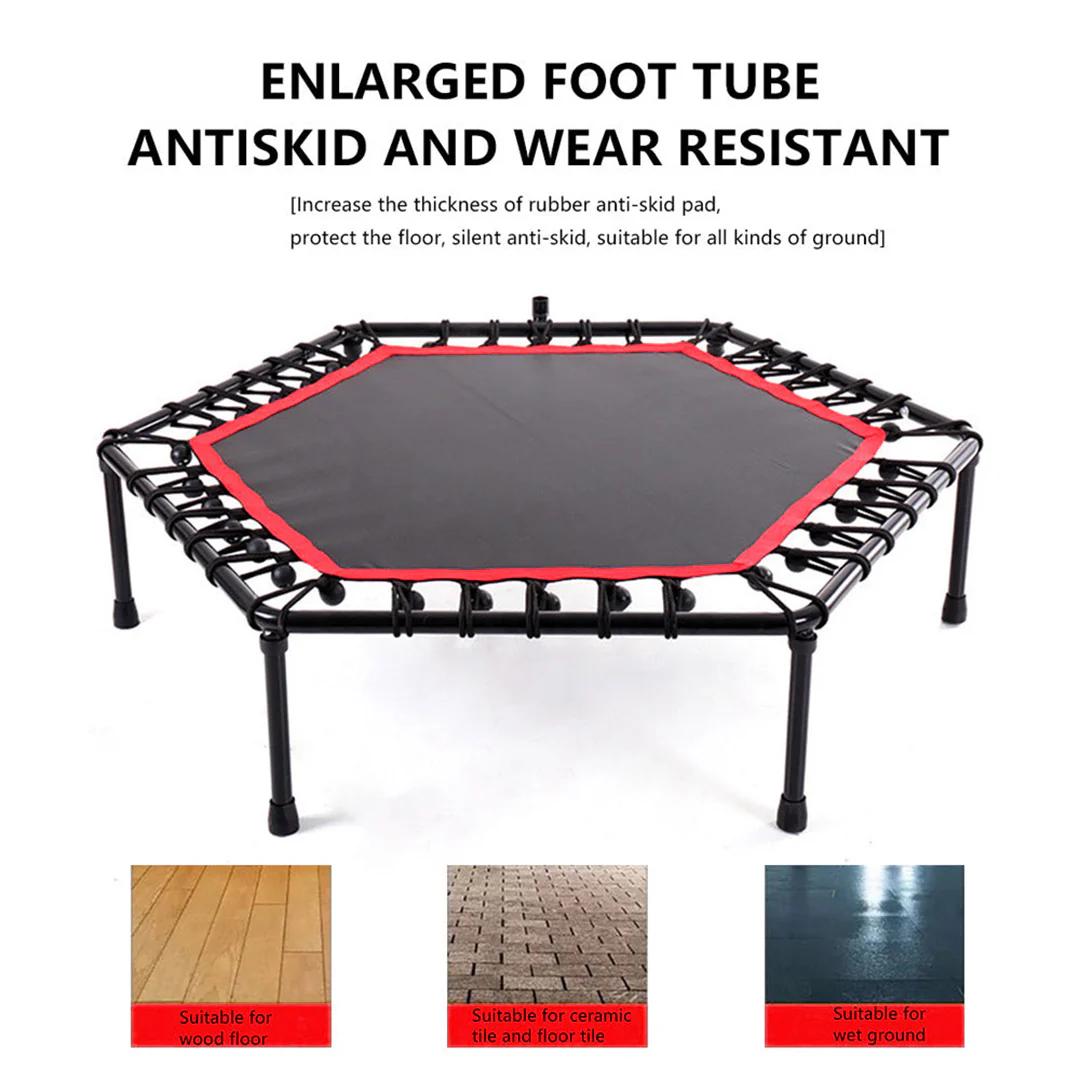 Durable Hexagonal Fitness Trampoline with Adjustable Handle