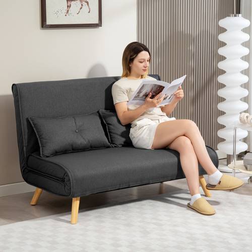 sofá cama de 2 plazas, sofá cama convertible click- con respaldo ajustable, sofá reclinable moderno de tela de lino con cojines para , dormitorio, invitados