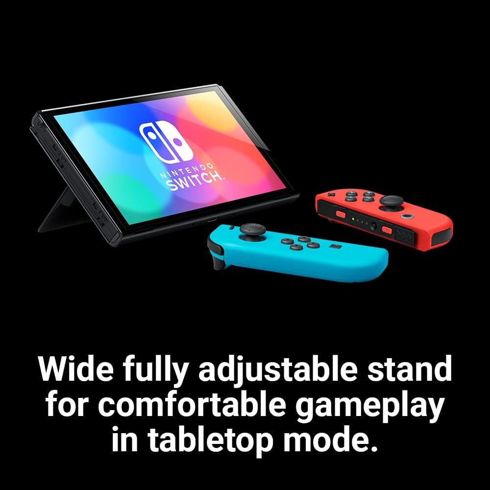Nintendo Switch (OLED Model) - Neon Blue/Neon Red - Supplied with Genuine UK Plug