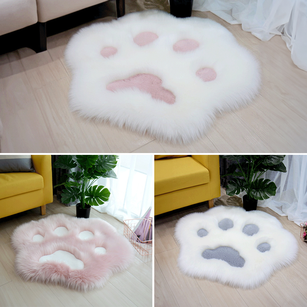 TEMU 1pc Plush Cat Paw Cushion & Sofa Mat Area Pads| Faux Australian Wool Indoor Carpet | Design | 60cm Square