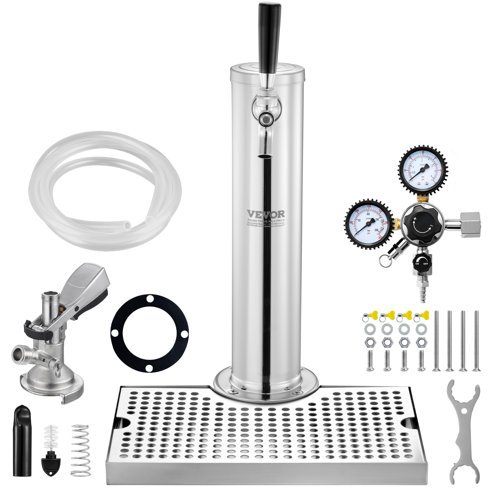 Image of Vevor Single Tap Kegerator Tower Kit Kegerator Beer Tower & A-system Keg Coupler