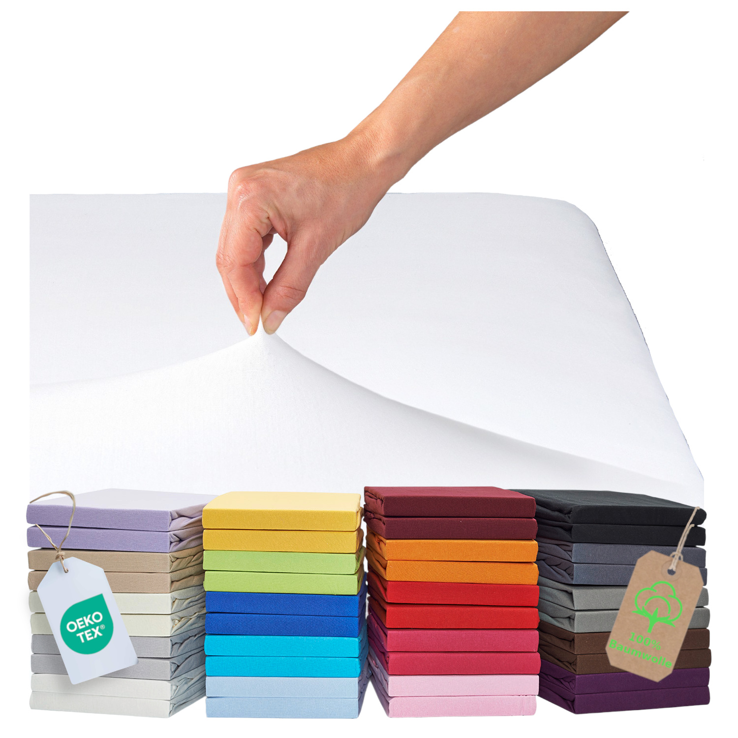 E-shop 100% Baumwolle Spannbettlaken 90x200 - 100x200 cm, Jersey Spannbetttuch, Bettbezug Bettlaken mit Rundumgummizug Bett Bezug