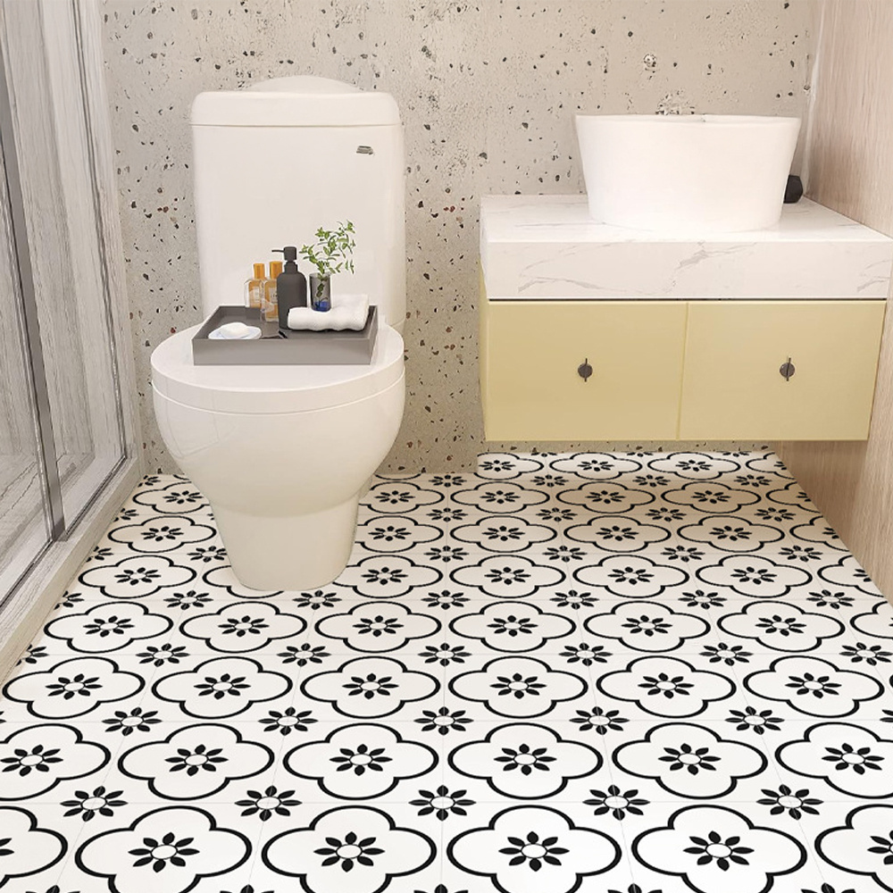 TEMU Pack Of 10pcs Square Floor Tile Stickers For Bathroom, Toilet, Kitchen, And Living Room - Non-slip, Self-adhesive, Oil-proof, Waterproof, Peel