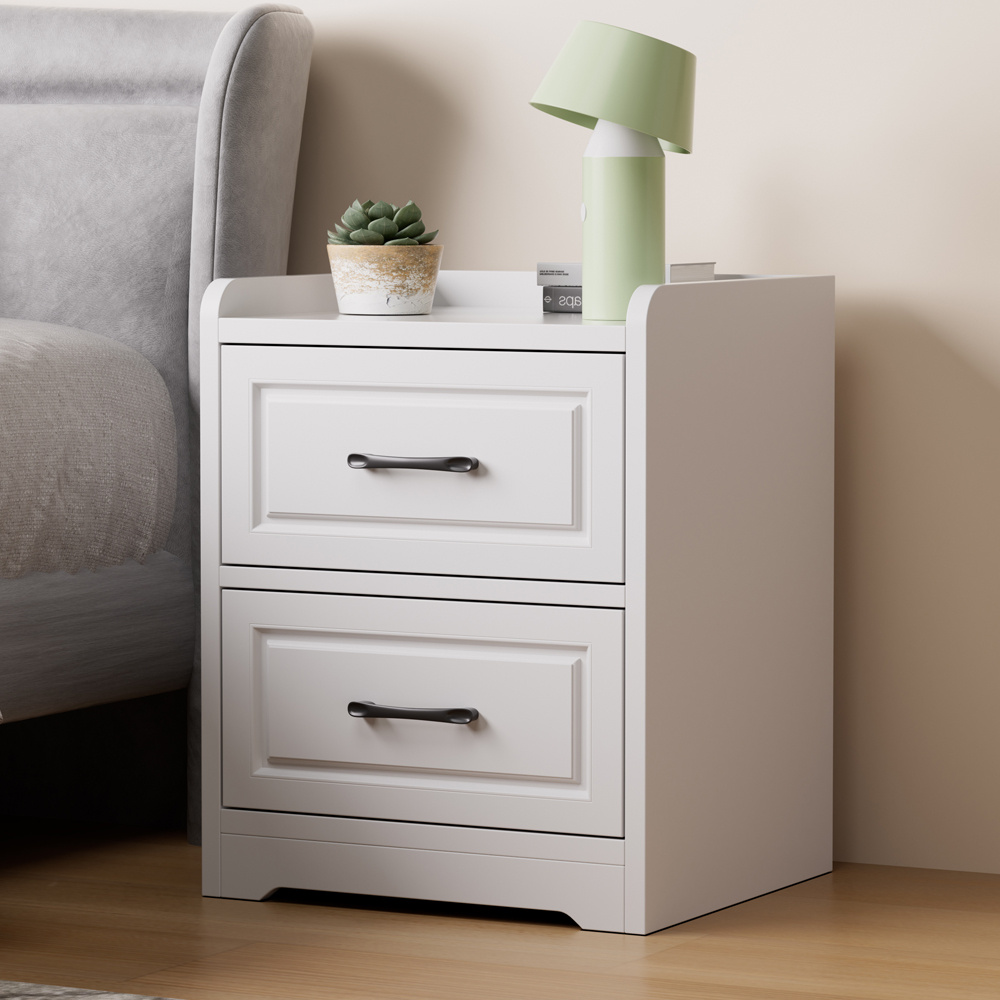 TEMU White Bedside Table With 2 Storage Drawers, Wooden Bedside Cabinet, Sofa Side End Table For Bedroom/living Room/hallway