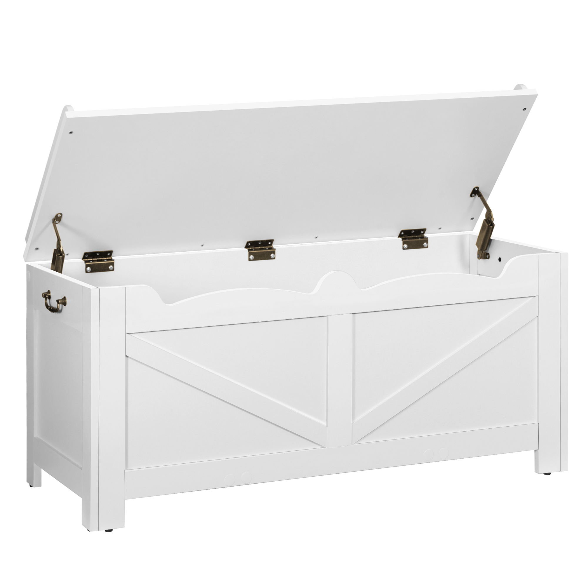 TEMU Banc de Rangement - Coffre de Rangement à Couvercle relevable avec 2 charnières de sécurité, Banc Chaussures en Bois pour Chambre à Coucher,