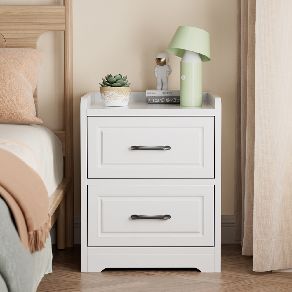 TEMU 2 Drawer Bedside Table Modern Bedroom Nightstand Wooden Mdf Side End Stand For Living Room Hallway Sofa With Handles Runners H50cm X W40cm X