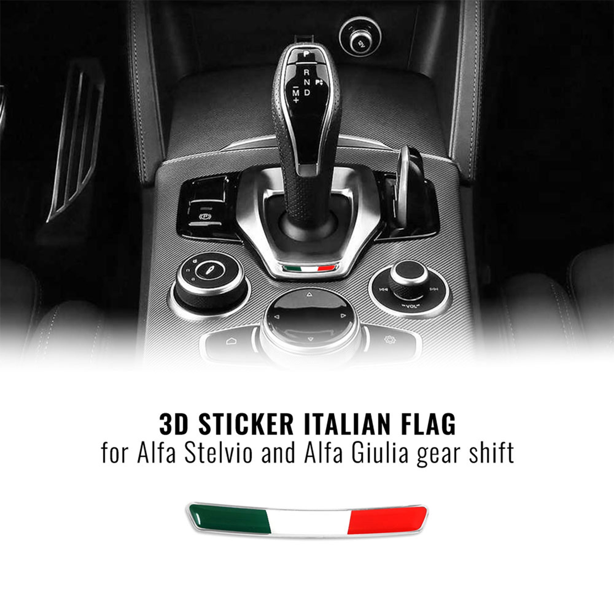 Italian Stickers For Alfa Stelvio Gear Lever, Set Of 2