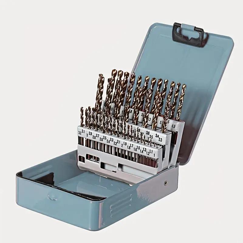 E-shop 51-teiliges -Spiralbohrer-Set für Edelstahl - mit Metallkoffer, HSS-Co 1-6mm Spiralbohrer für Holz, Metall, HSS, Gerader Schaft,