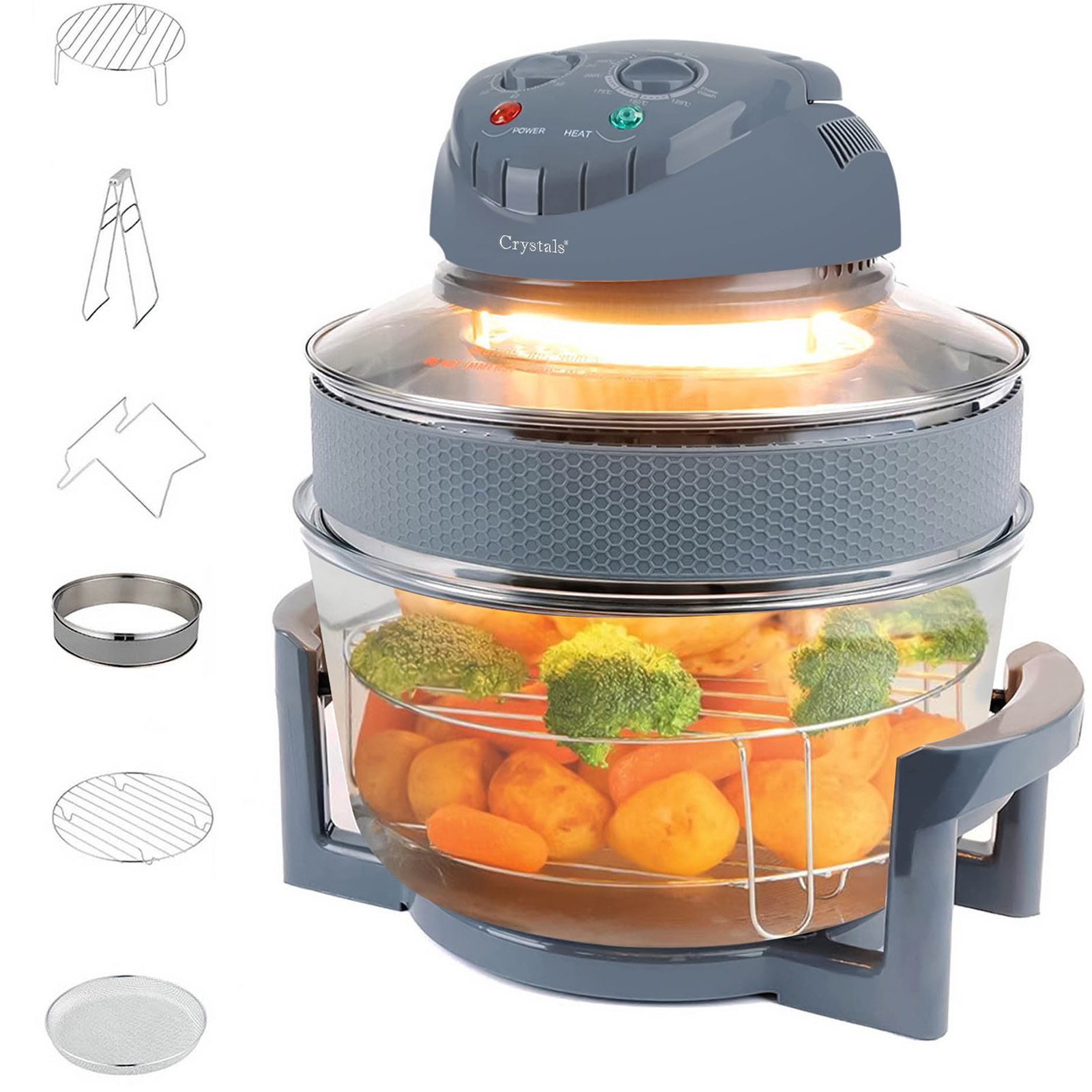 17L/1400W Air Fryer, Halogen Oven Fryer Oil-free Meals With Our Manual Air Fryer, Includes Accessories Pack, 60 Minute Timer & Extender Ring, For Baking, Roasting, Grilling Variety Of Dishes