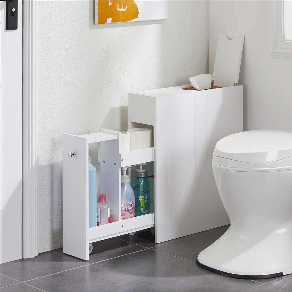 Image of Costoffs Bathroom Cabinet Narrow Side Cabinet Standing Shelf Shelf Bathroom Cabinet With Drawers And Wheels Base Cabinet For Toilet Paper