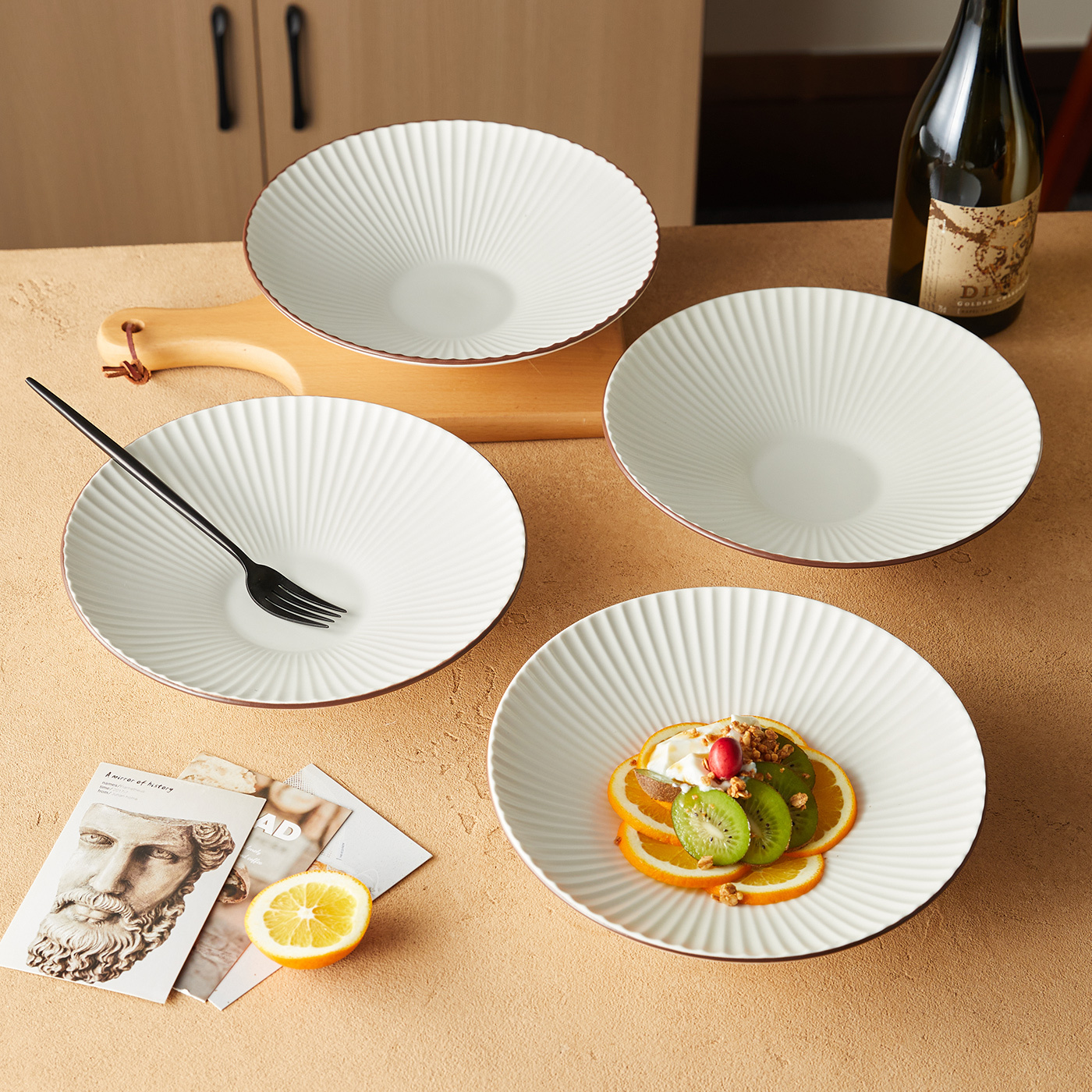 TEMU 4-piece Set, 10-inch, Ceramic Dinnerware Set, Western Plates, Pasta Plates, Steak Plates, Bread & Butter Plates, Bread Plates, Vegetable Plates,