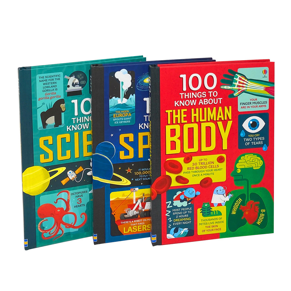 Usborne 100 Things to Know About Space, Science and Human Body 3 Books - Age 5-7 - Hardback by Alex Frith , Jerome Martin & Alice James
