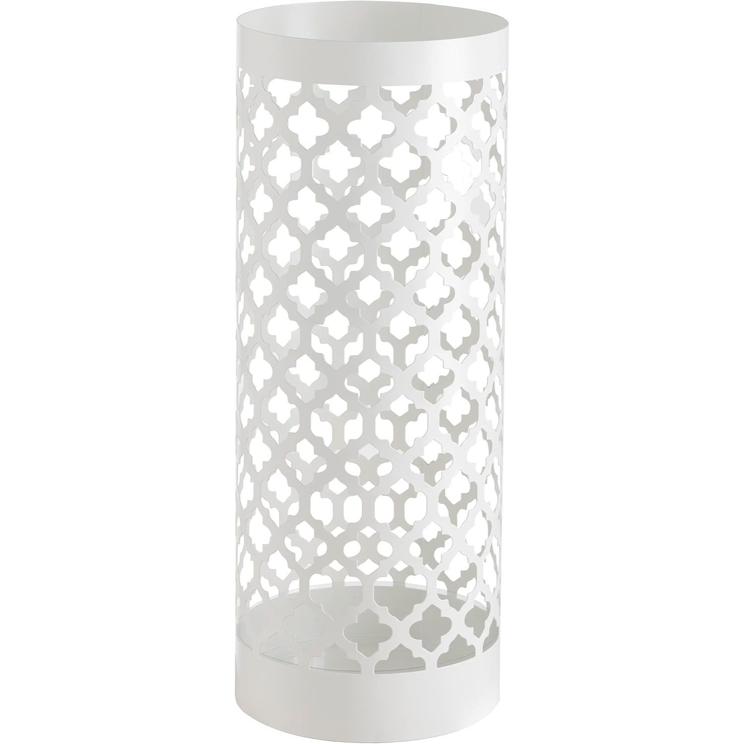 E-shop Baroni Home zylindrischer Regenschirmständer aus Metall in Weiß | Schwarz | Taubengrau 19x19x49 cm mit klassischen Schnitzereien,