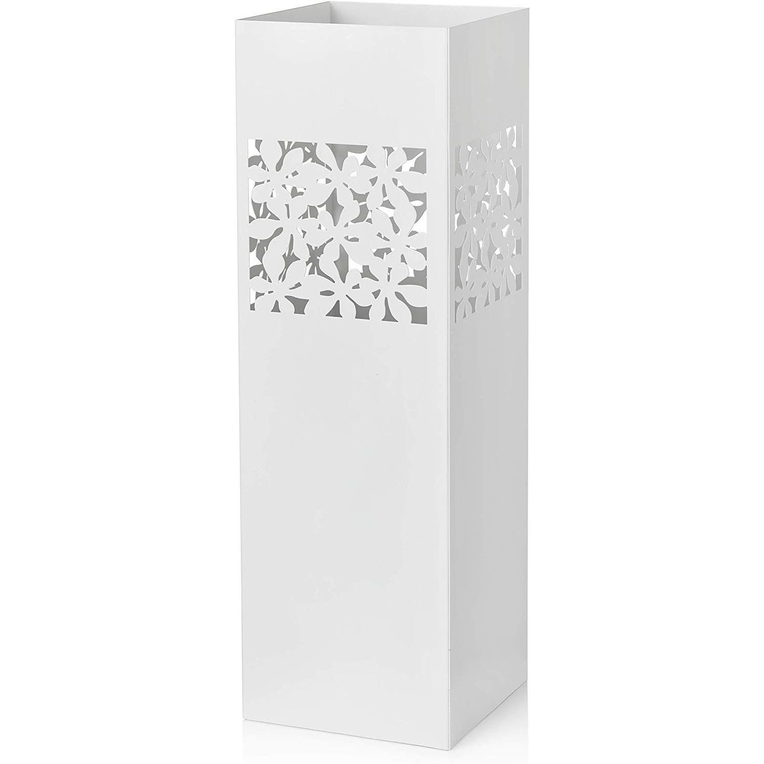 E-shop Baroni Home Regenschirmhalter, quadratisch, in Weiß | Schwarz | Taube 6,1 x 6,1 x 19,3 Zoll (15,5 x 15,5 x 49 cm) mit Blumendruck,