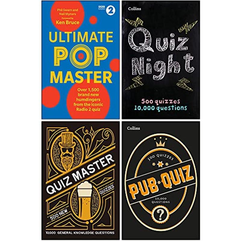 TEMU Quiz Puzzles 4 Books Collection Set Pack (ultimate Popmaster, Collins Quiz Night, Collins Quiz Master & Collins Pub Quiz)