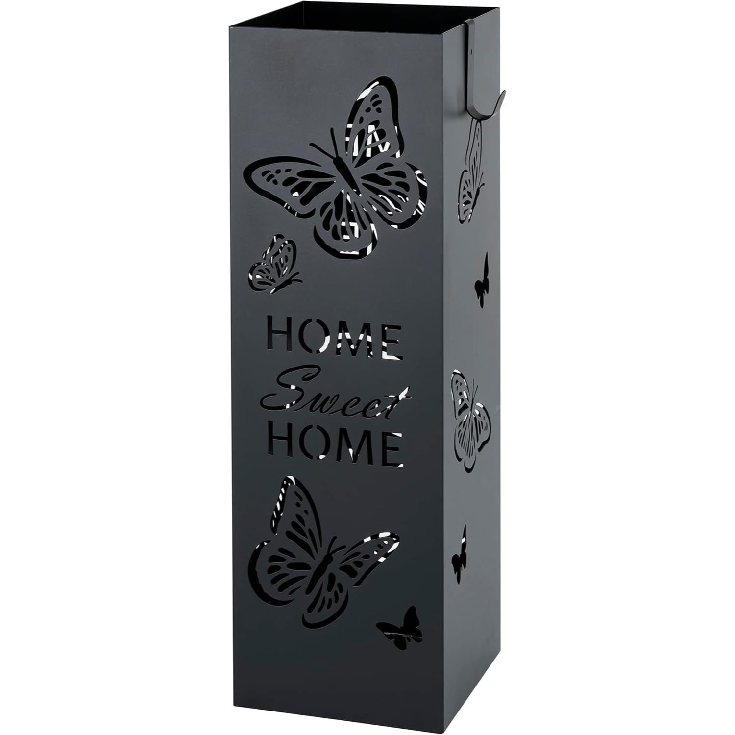 E-shop Baroni Home Regenschirmhalter in Weiß | Schwarz | Taube 6,1 x 6,1 x 19,3 Zoll (15,5 x 15,5 x 49 cm) mit eingraviertem "" und Schmetterlingen,