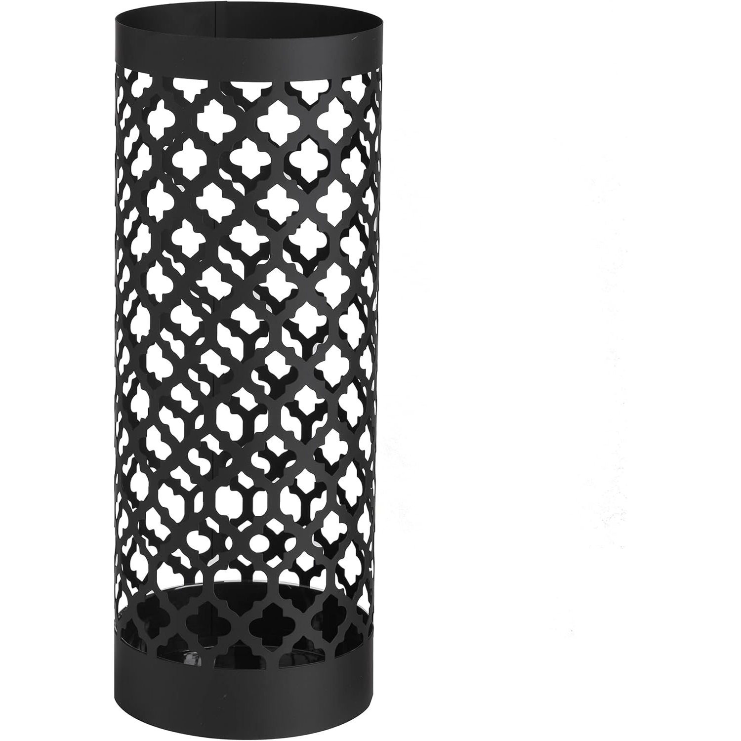 TEMU Baroni Home Umbrella Stand Cylinder In White | Black | 19x19x49 Cm With Classic Carvings, Umbrella Holder With Hooks And Removable Plastic Drip
