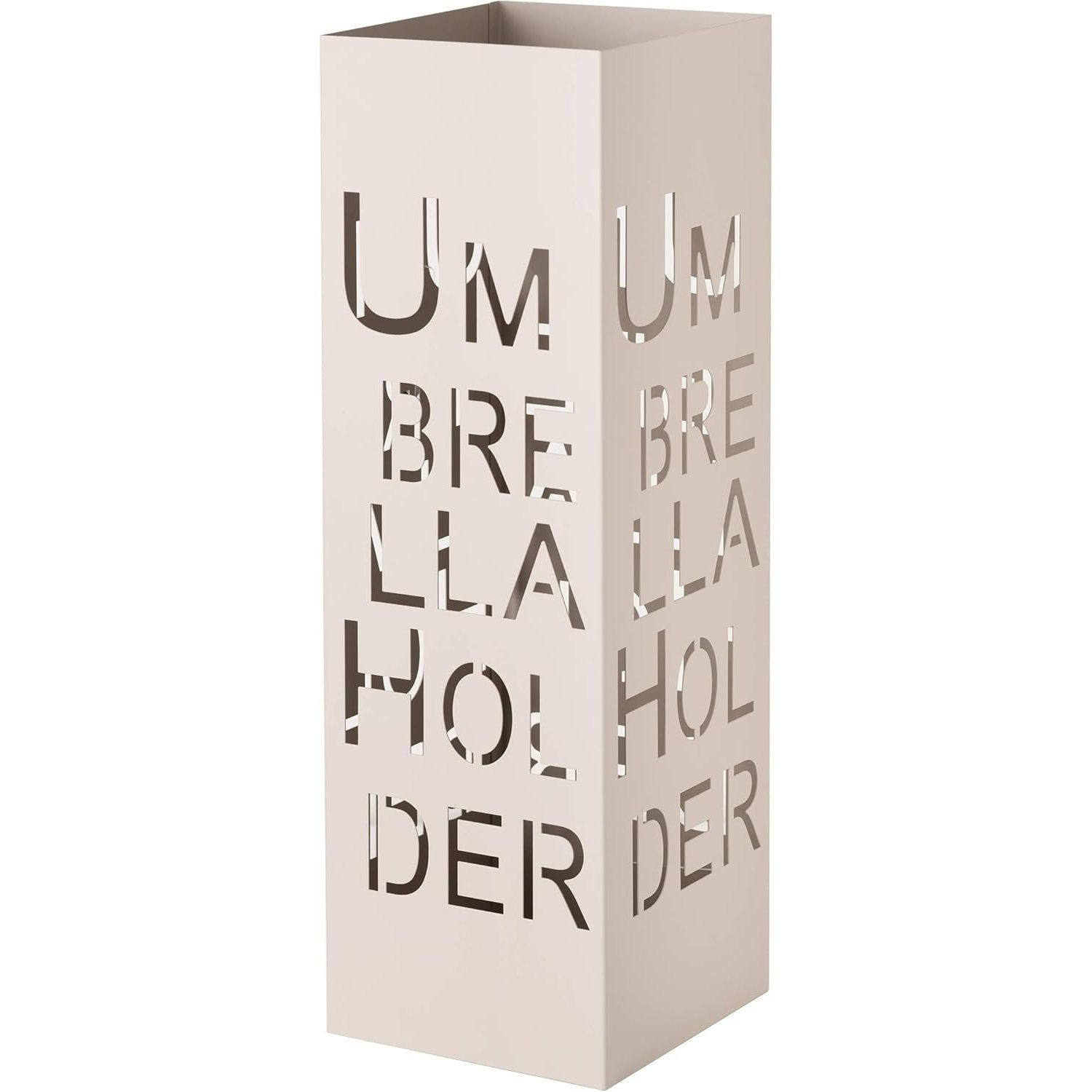 TEMU Baroni Home Portaombrelli in Metallo | | 15,5x15,5x49 cm con Intagli Scritta Umbrella Holder, Porta Ombrelli con e Vaschetta Raccogli Removibile