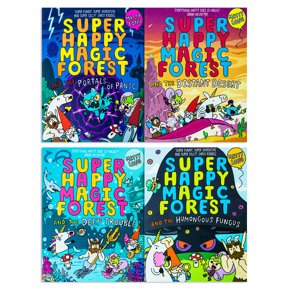 TEMU Super Happy Magic Forest Series By Matty Long 4 Books Collection Set (humongous Fungus, Portals Of Panic, Deep Trouble & Distant Desert),