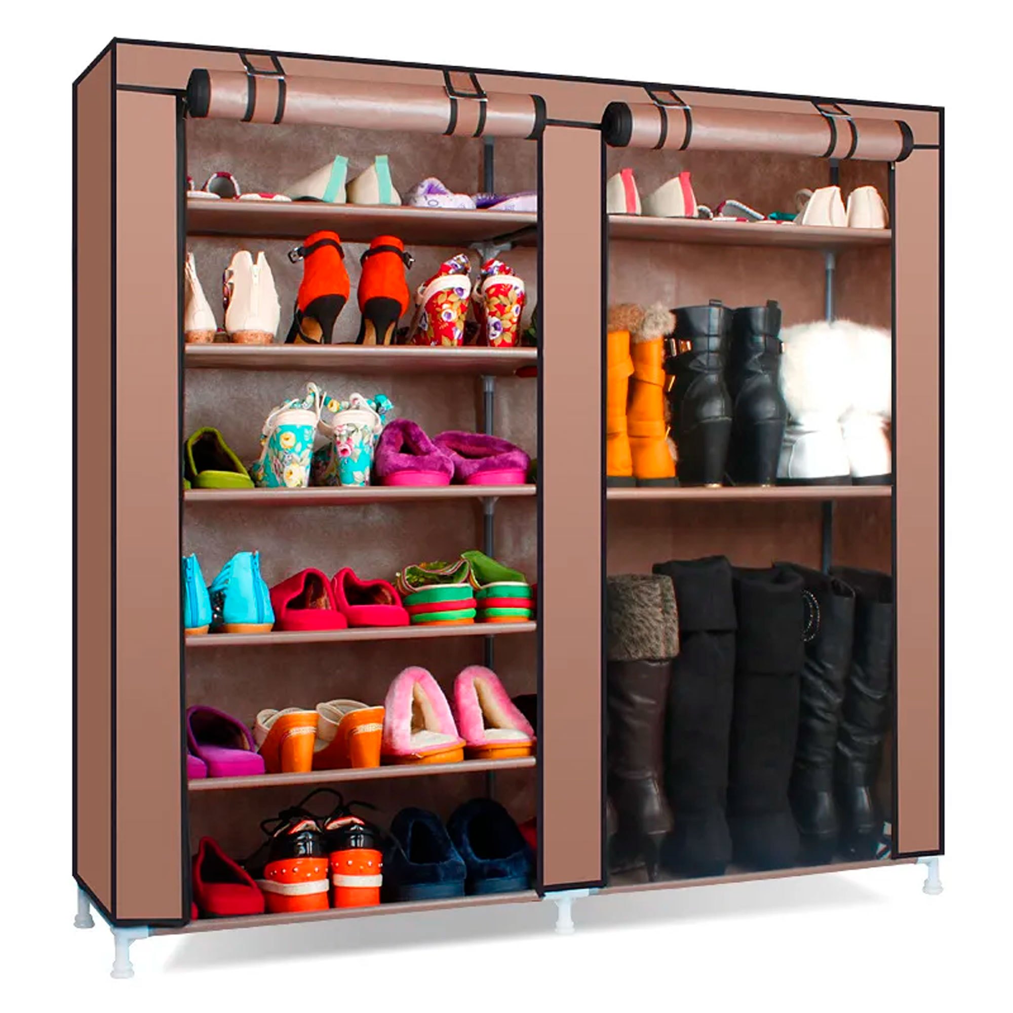 TEMU Armario Zapatero Tela Home para Zapatos y Botas con Puertas Cremallera 110x120x30cm - Organizador de Zapatos con 27 de Almacenamiento