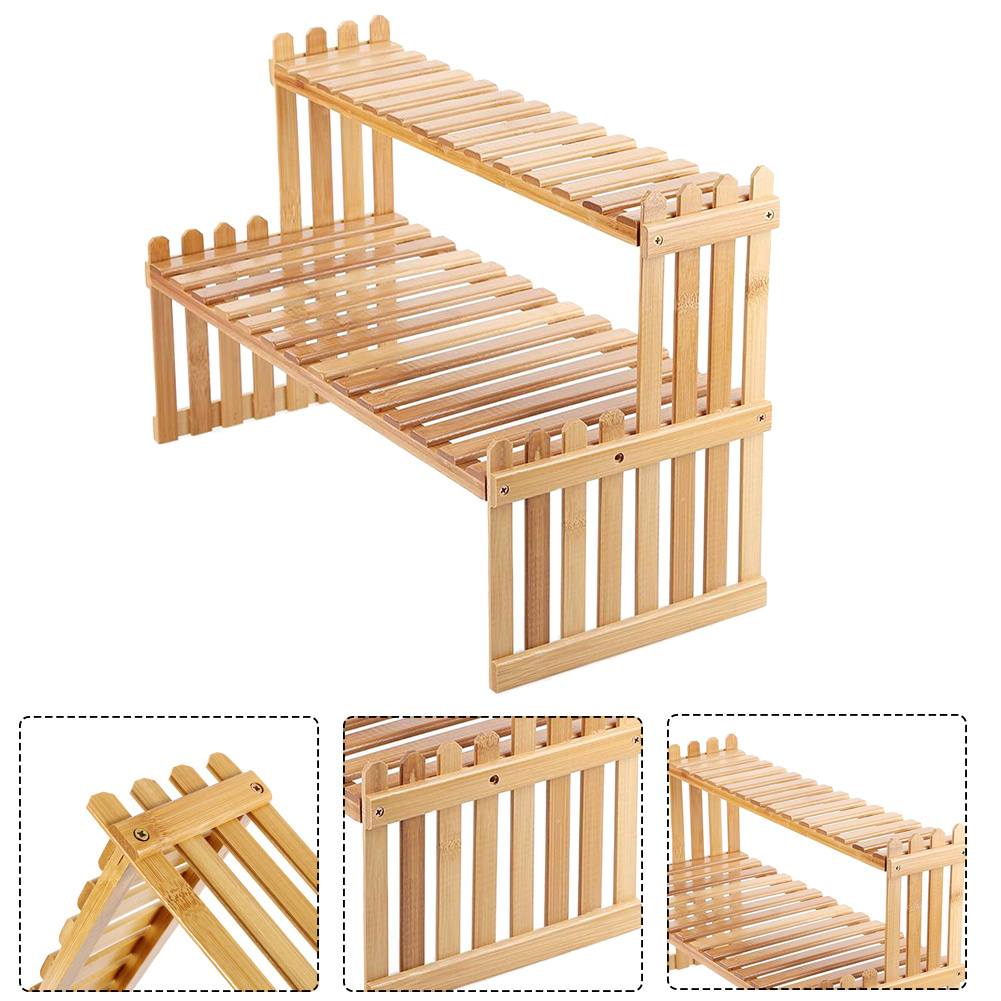 2-Layer Mini Wooden Plant Rack for Display