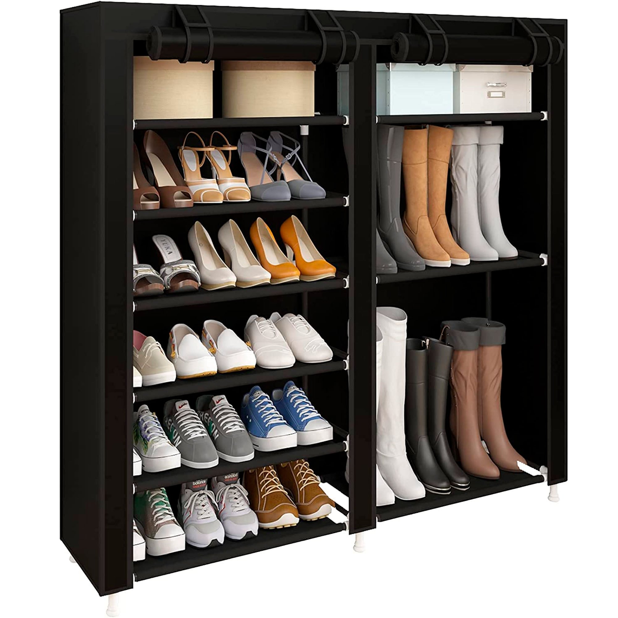 TEMU Armario Zapatero Tela Home para Zapatos y Botas con Puertas Cremallera 110x120x30cm - Organizador de Zapatos con 27 de Almacenamiento