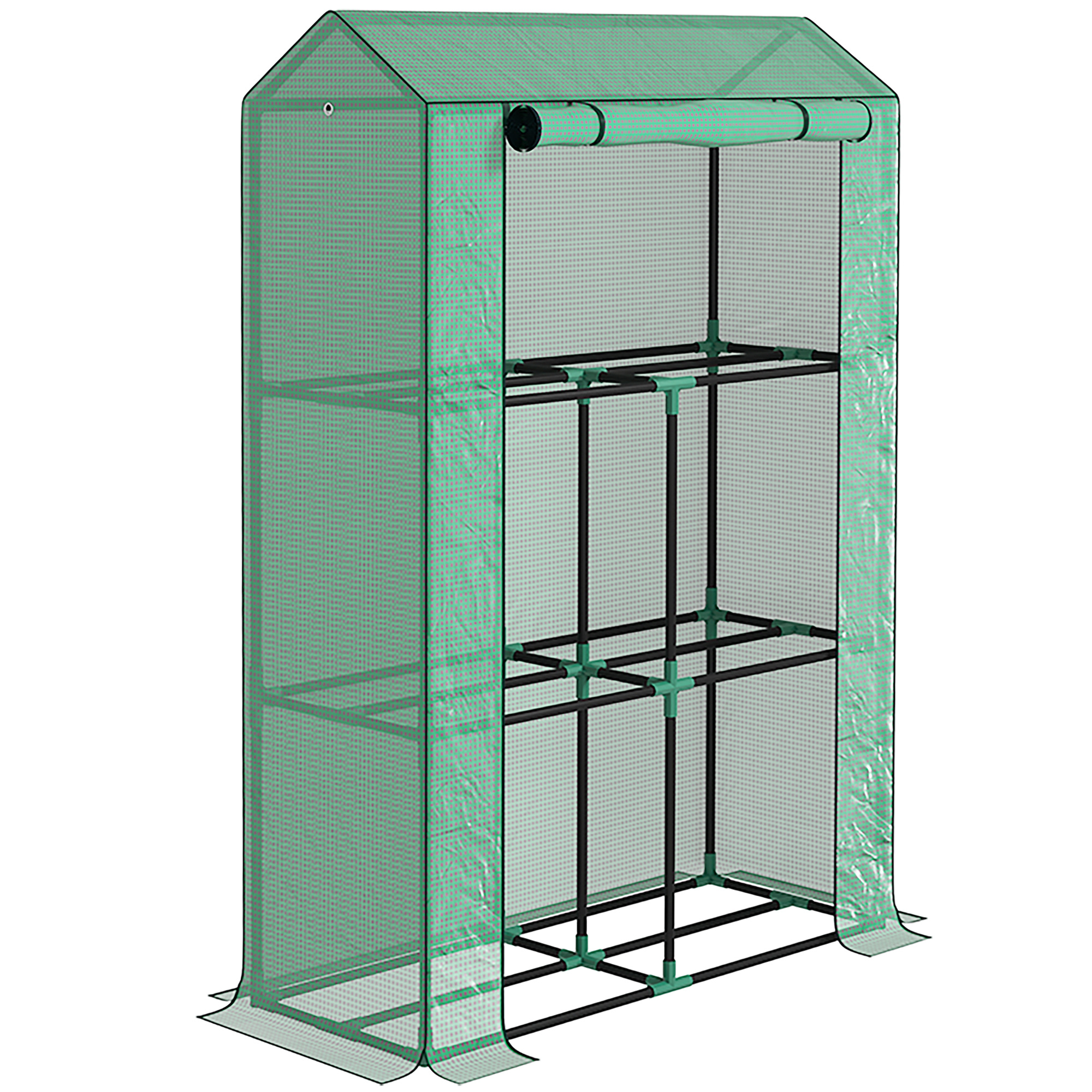 TEMU 3 Tier Mini Greenhouse With Reinforced Pe Cover, Portable Small Greenhouse With Roll-up Door, X 40 X 150cm, White