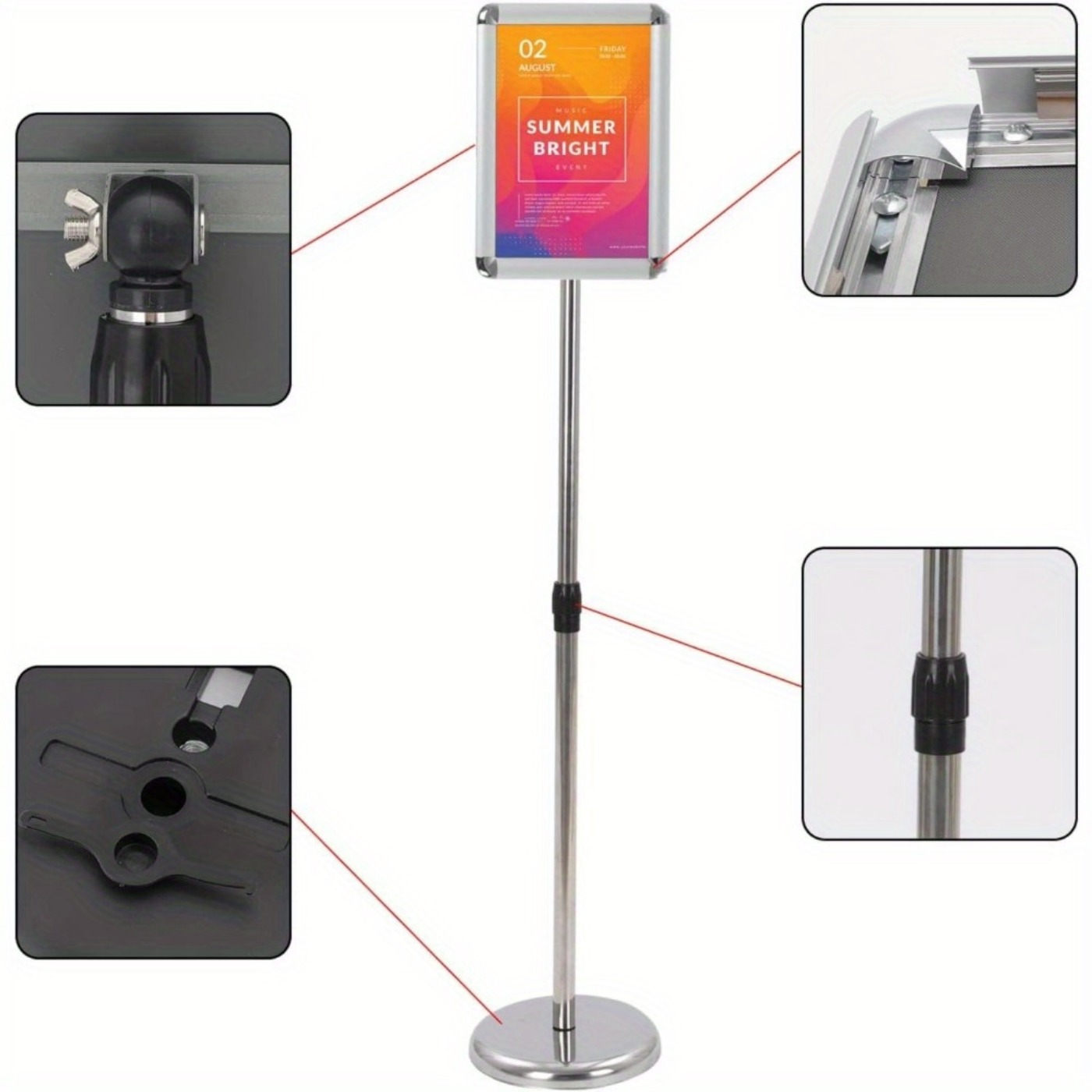 E-shop Infoständer A4 Höhenverstellbar aus Eisen – Plakatständer Werbeständer Präsentationsständer für Hoch- und Querformat
