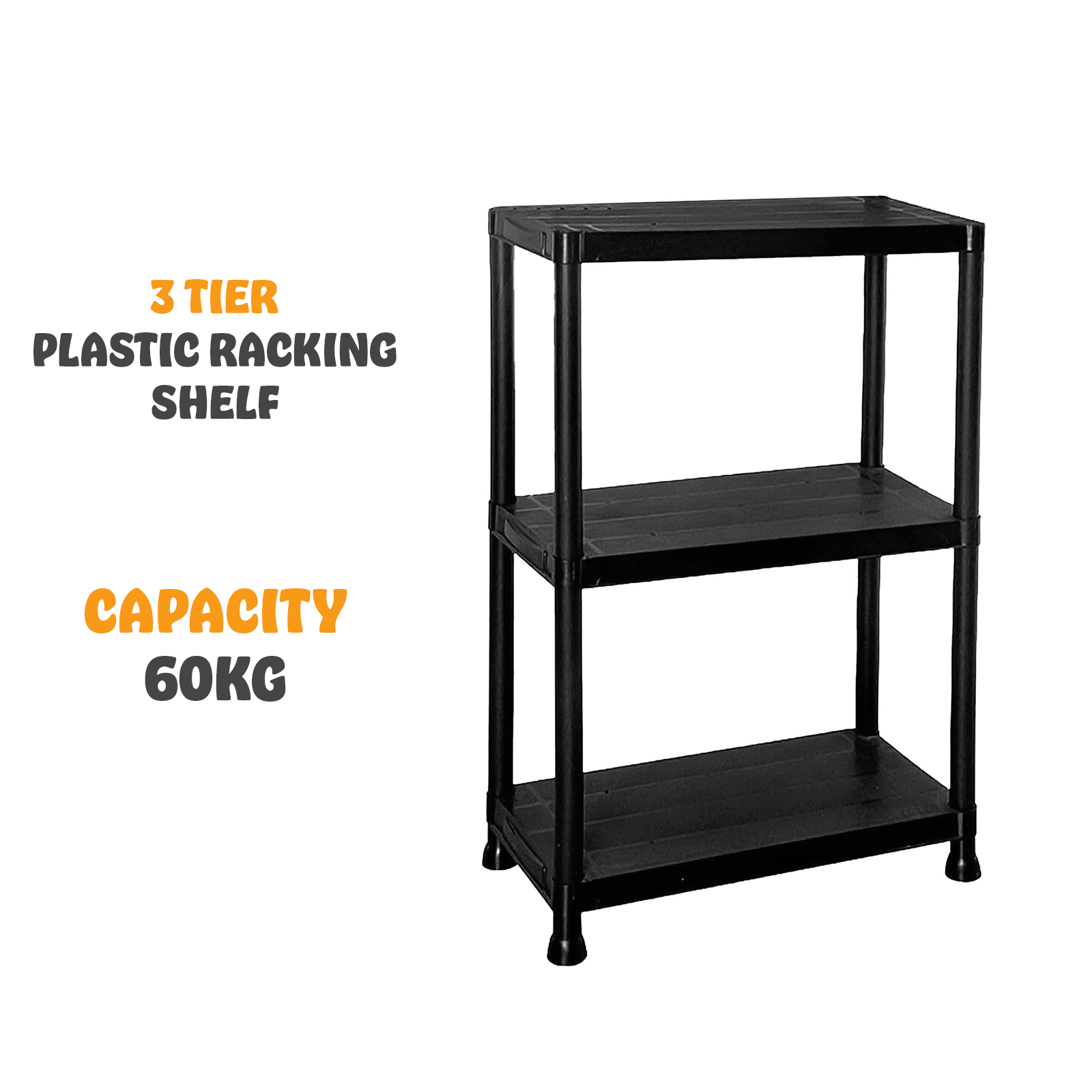 TEMU 3 Tier Plastic Shelving Unit | Garage Shelving Units | Heavy Duty Racking Shelving & Storage | Multipurpose Plastic Storage Shelves For Garage,