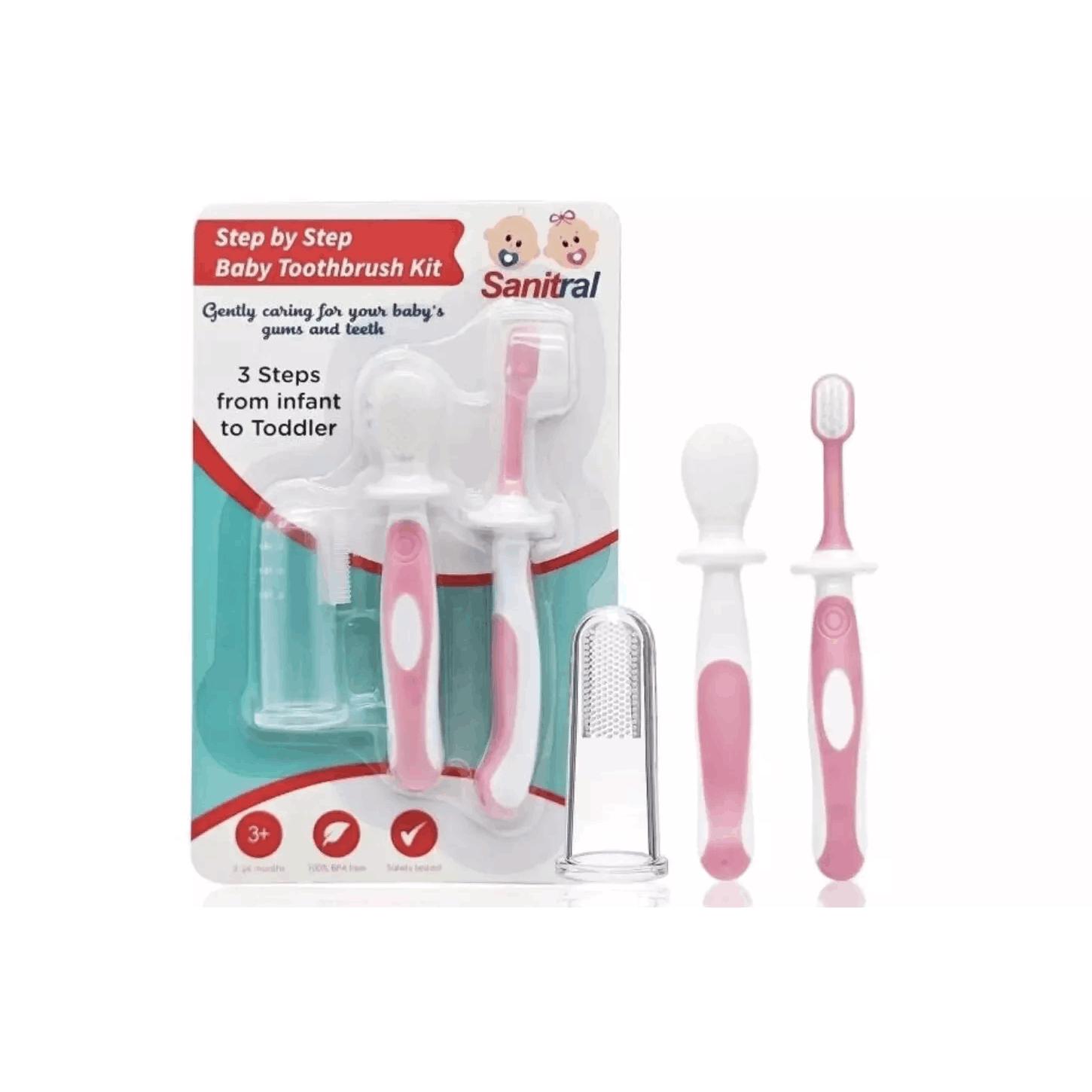Sanitral Baby's First Toothbrush Kit, Safety-Tested 3-Pack
