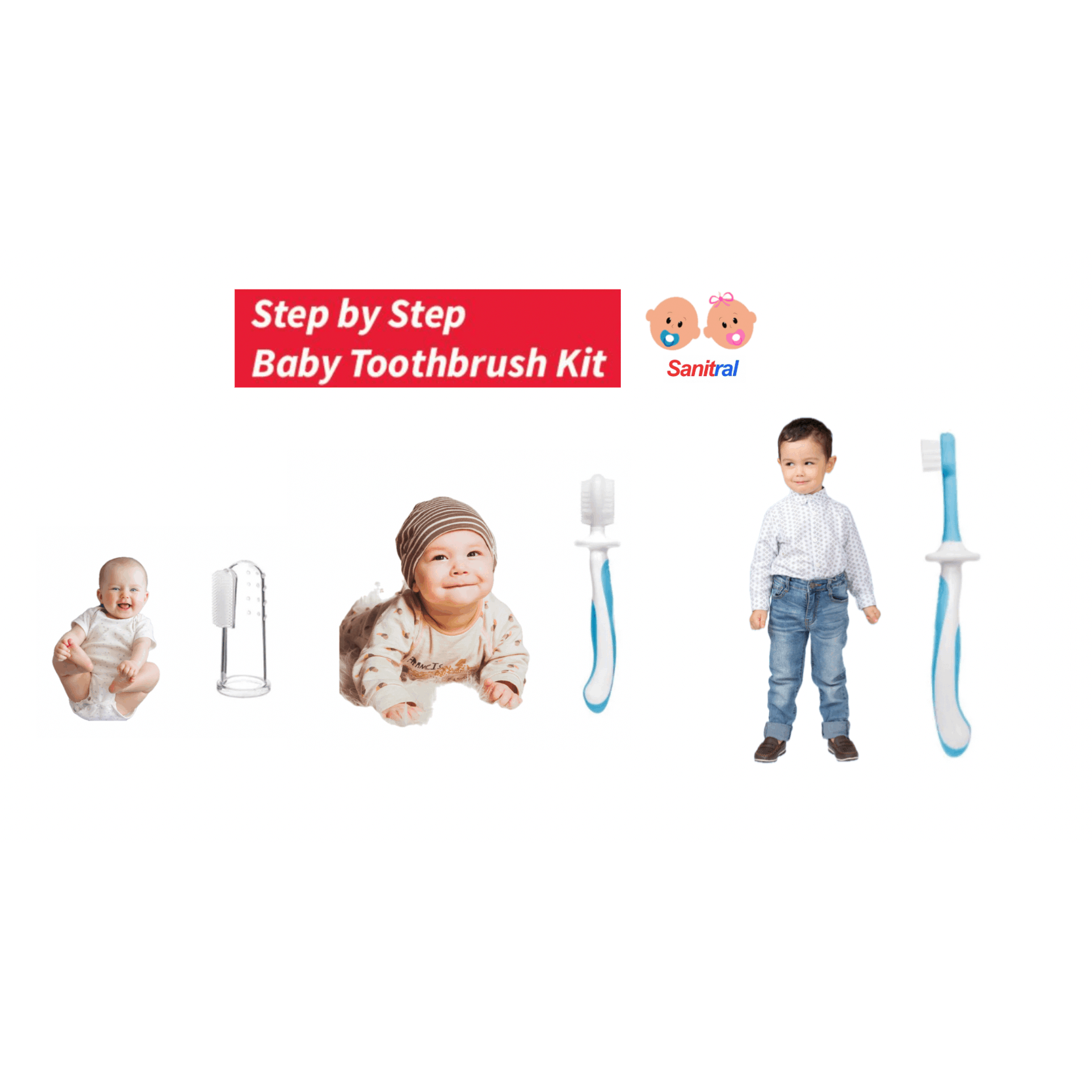 Sanitral Baby's First Toothbrush Kit, Safety-Tested 3-Pack
