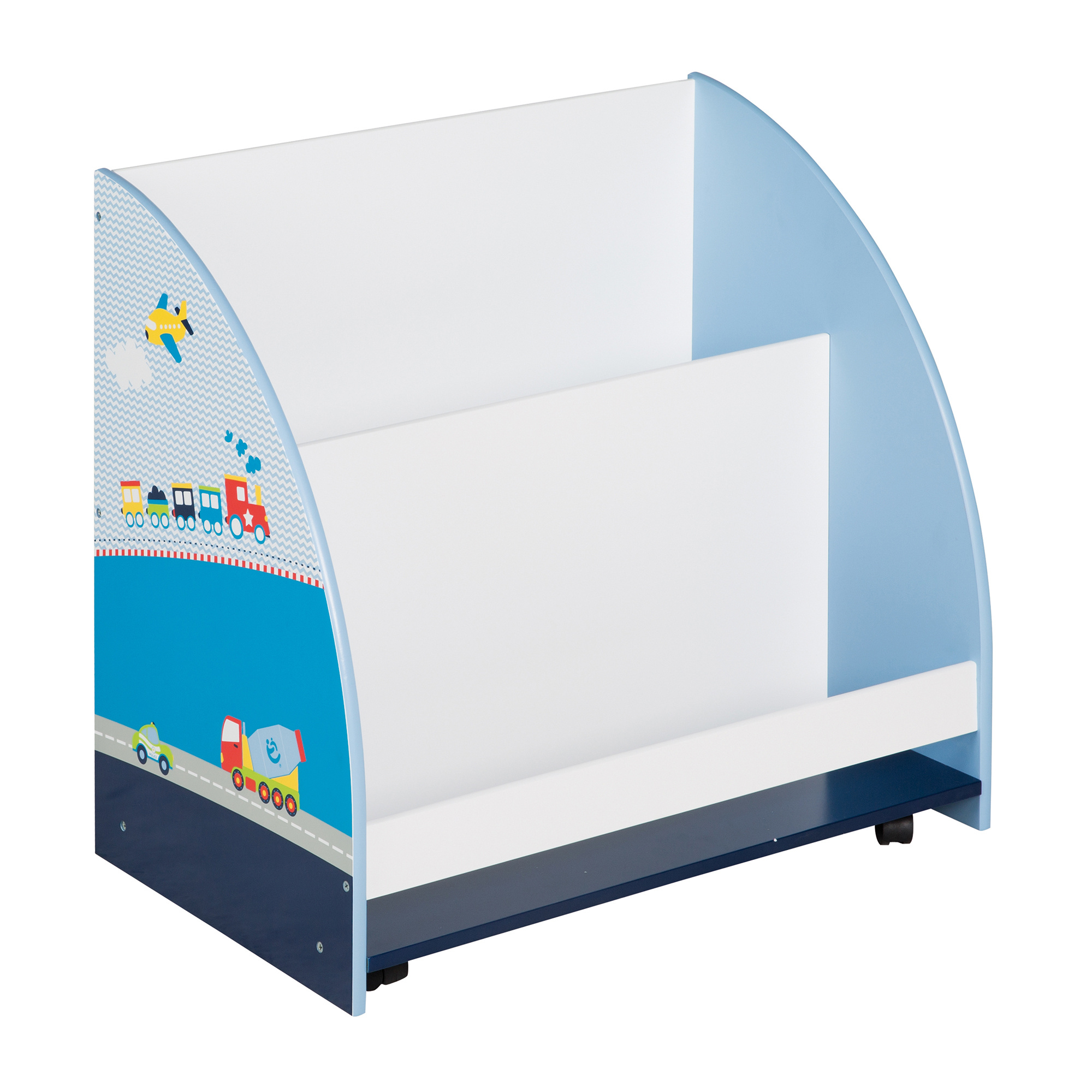 Roba Children's Shelf 'racer', Toy & Book Shelf For Room, Play Shelf Movable & Rotatable With Wheels, Blue