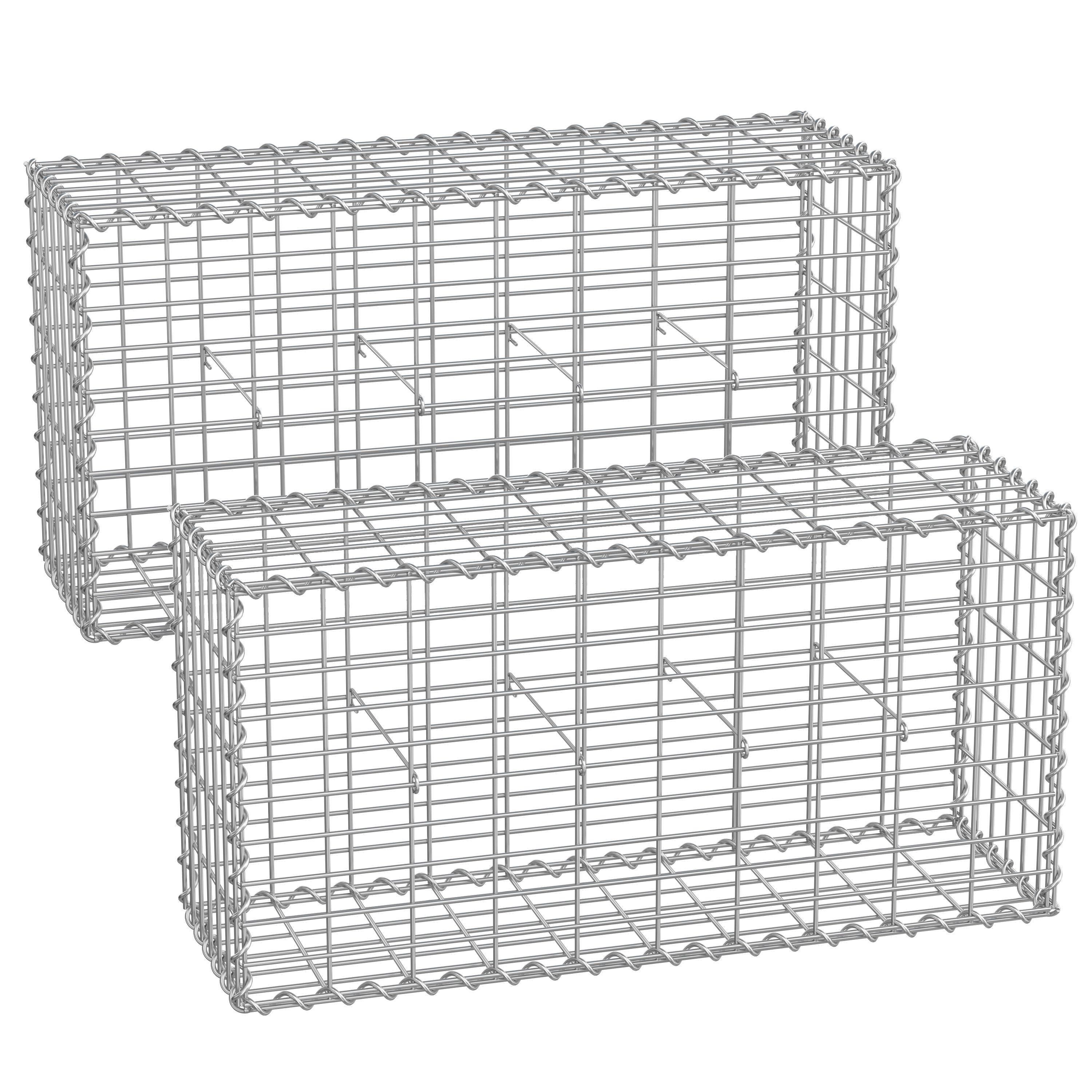 TEMU Panier de gabion, panier de pierres en métal avec de 5 x 10 cm pour pierres de mur, galvanisé, gabion de pierres mur