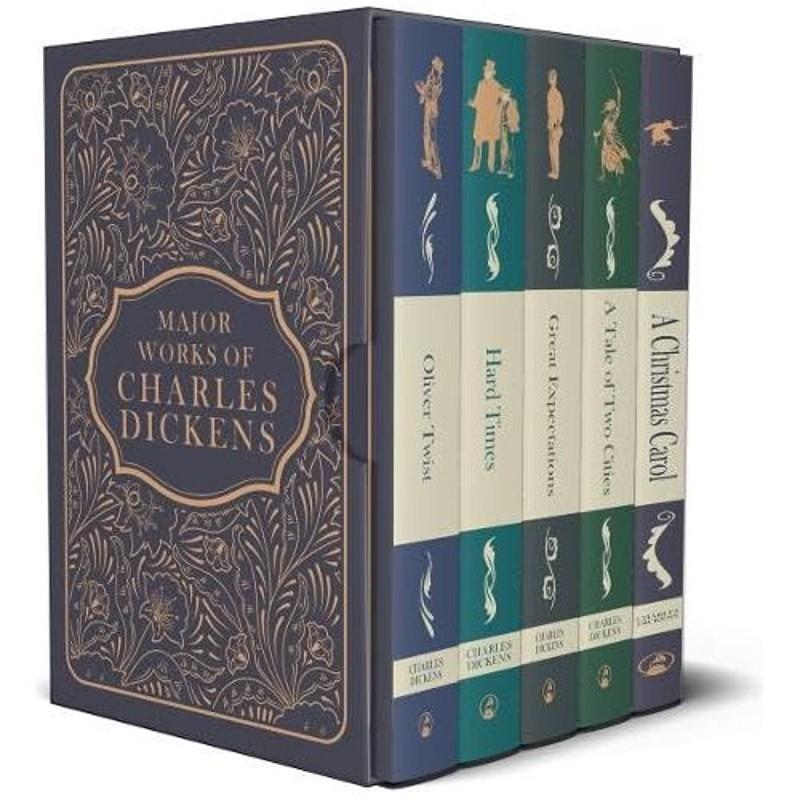 TEMU Major Works Of Charles Dickens 5 Books Deluxe Hardback Set A Christmas Carol, Oliver Twist, Great Expectations, A Tale Of 2 Cities, Hard Times
