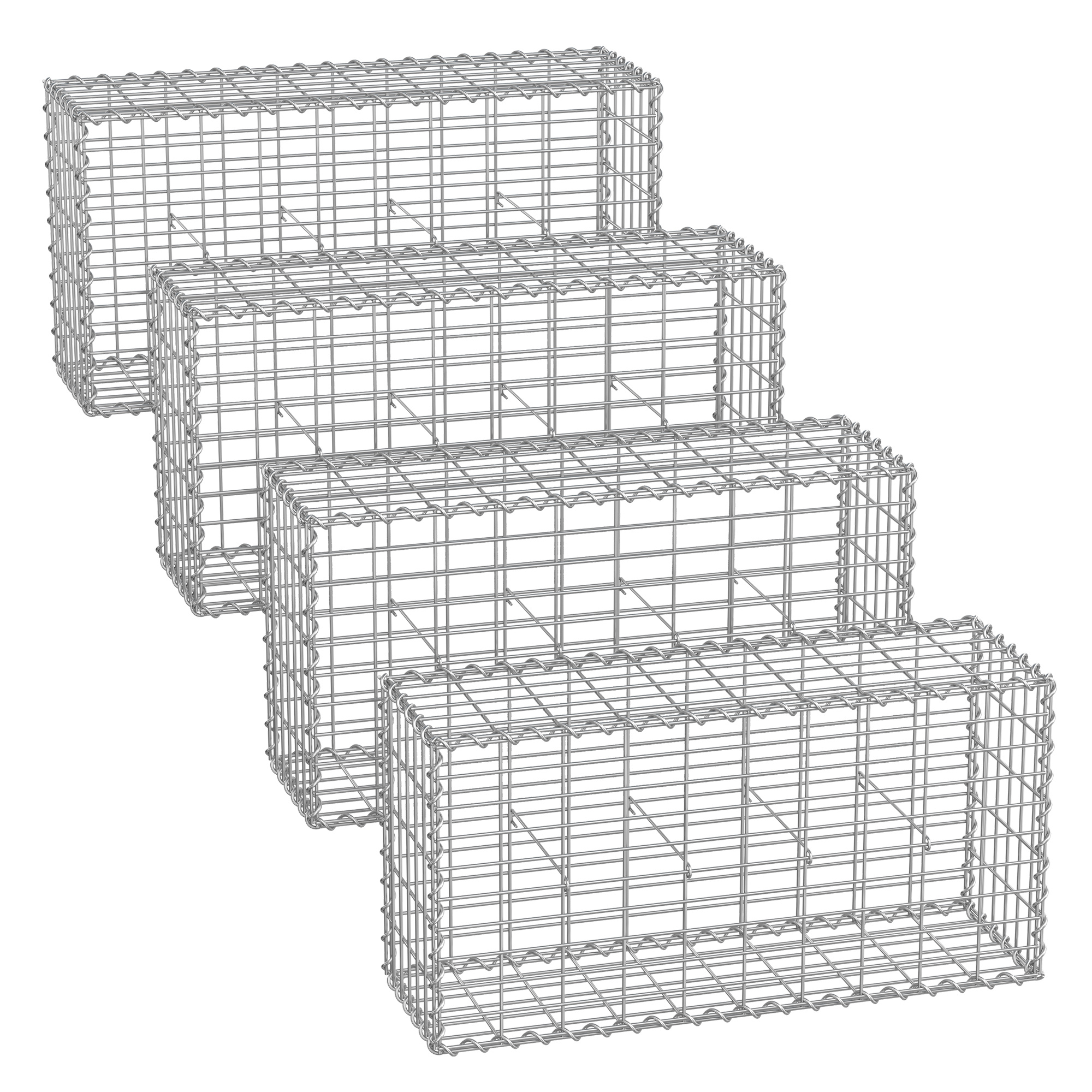 TEMU Panier de gabion, panier de pierres en métal avec de 5 x 10 cm pour pierres de mur, galvanisé, gabion de pierres mur