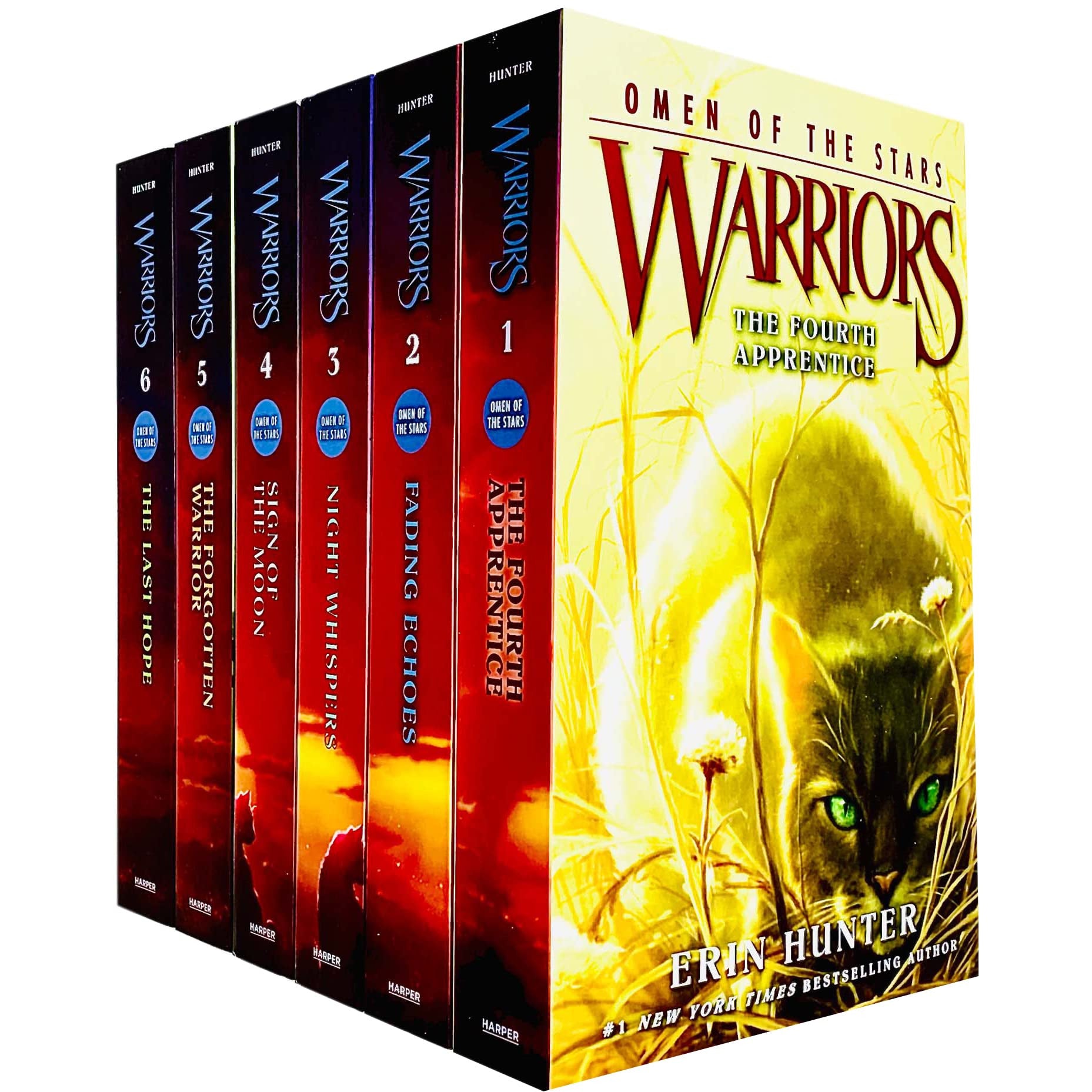 TEMU Warrior Cats Series 4 Omen Of The Stars - 6 Books Collection Set By Erin Hunter, Prophecy Of The Stars, Dark Forest Battle, Starclan Division