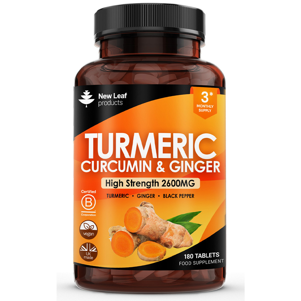 Turmeric Supplements Ginger & Black Pepper Turmeric Tablets 95% Curcumin (3 month supply