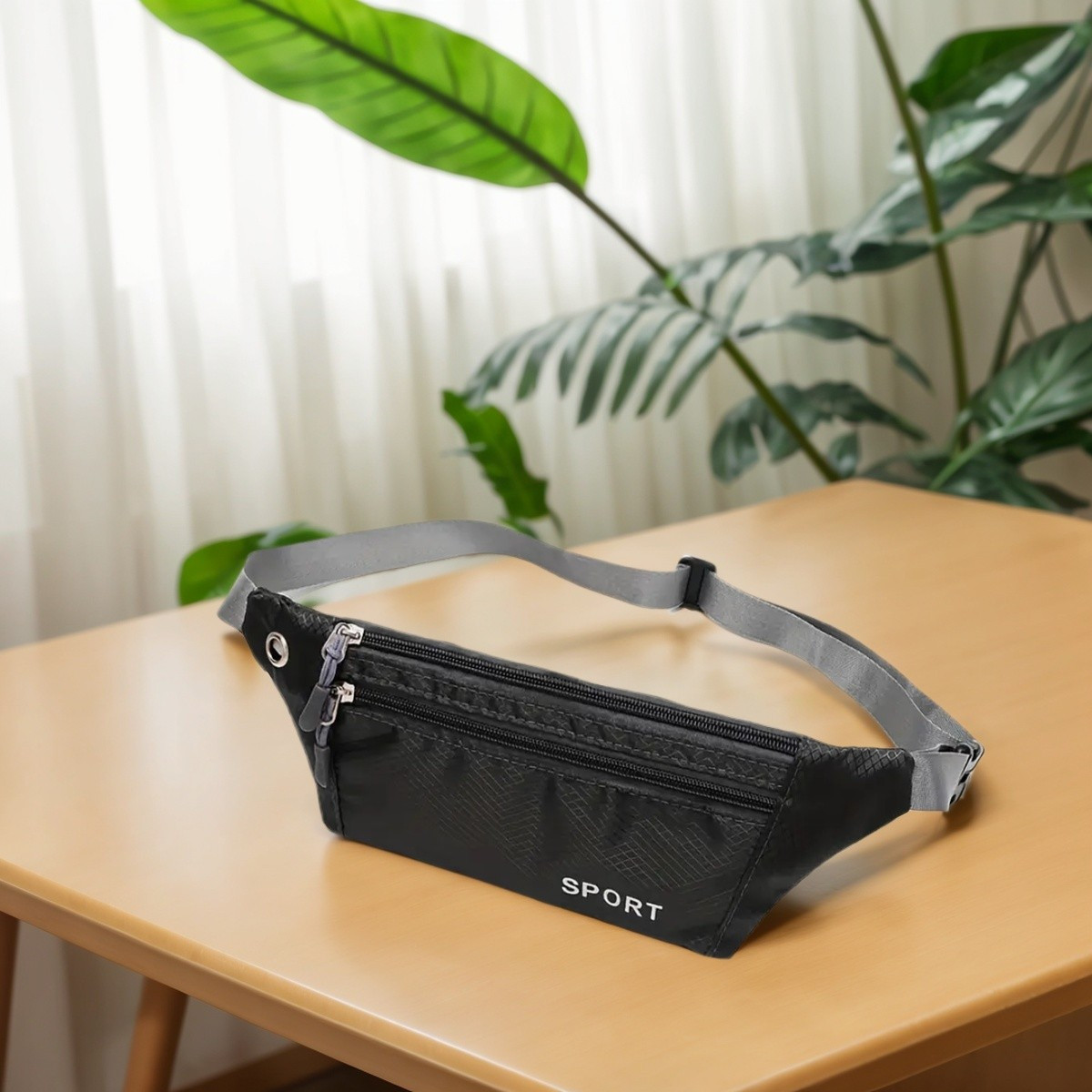 TEMU Riñonera Deportiva | Cinturón Ajustable | Bolsa para Correr Unisex | Diseño con Orificio para Auriculares | | Ideal para Deporte, Senderismo y